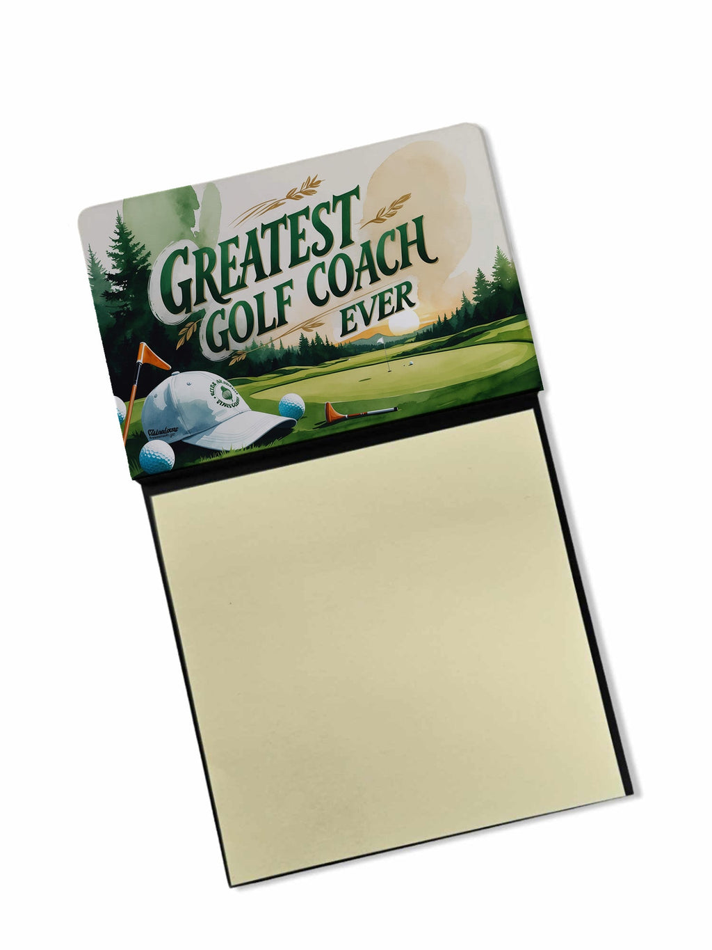 Greatest Golf Coach Ever Funny Sticky Note Holder for Teacher's Gift Refillable with 3x3 Notes