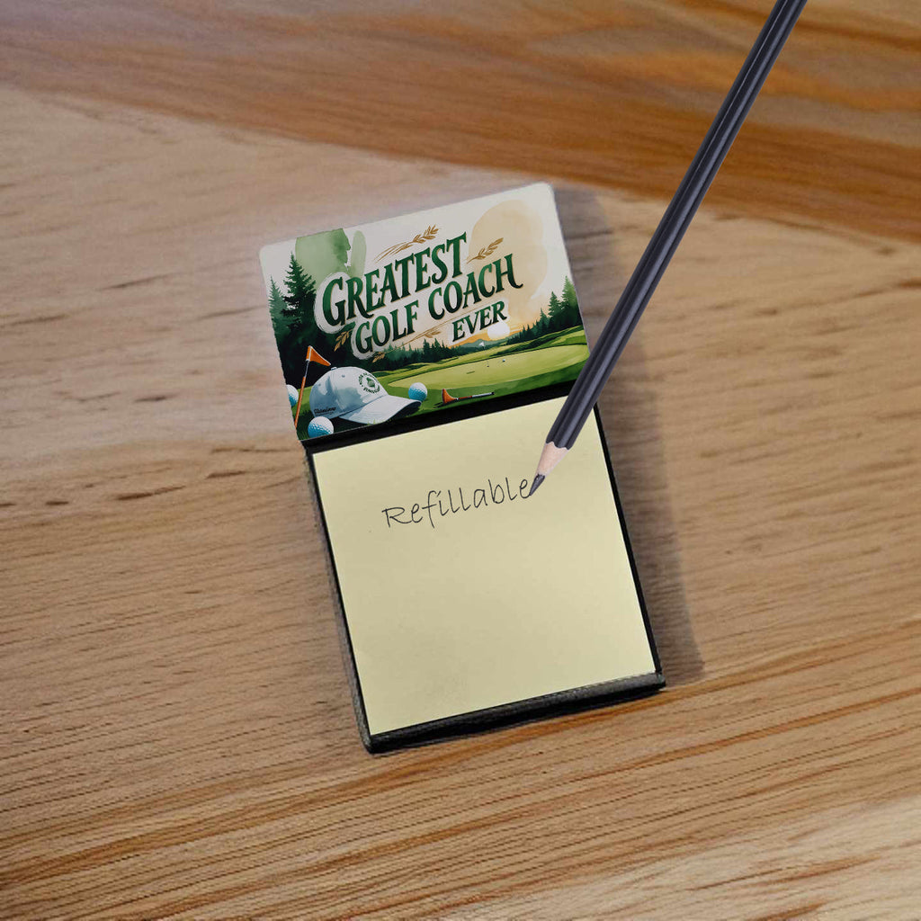 Greatest Golf Coach Ever Funny Sticky Note Holder for Teacher's Gift Refillable with 3x3 Notes