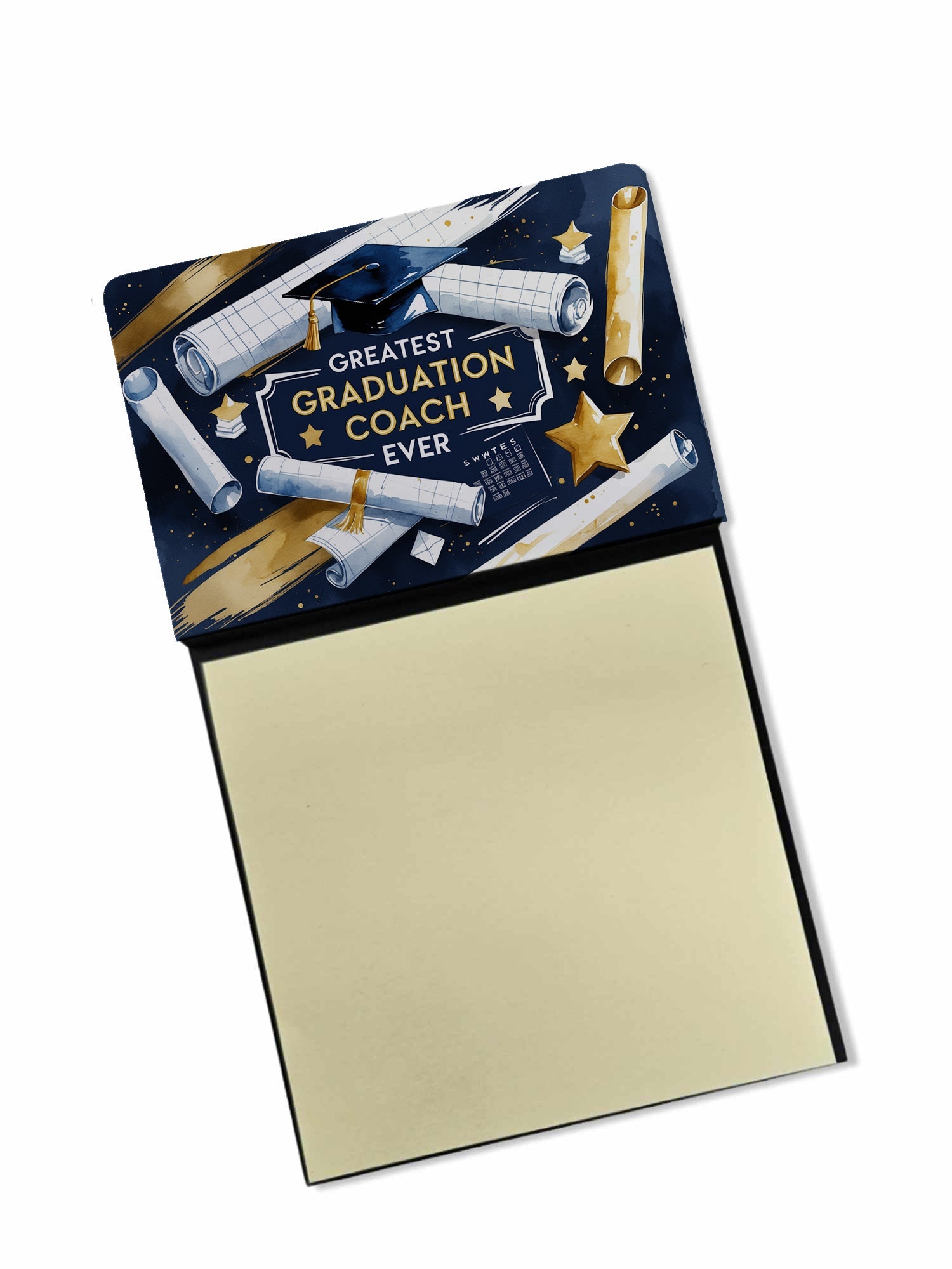 Greatest Graduation Coach Ever Funny Sticky Note Holder for Teacher's Gift Refillable with 3x3 Notes
