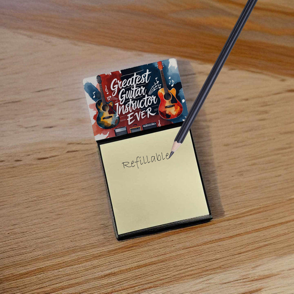 Greatest Guitar Instructor Ever Funny Sticky Note Holder for Teacher's Gift Refillable with 3x3 Notes
