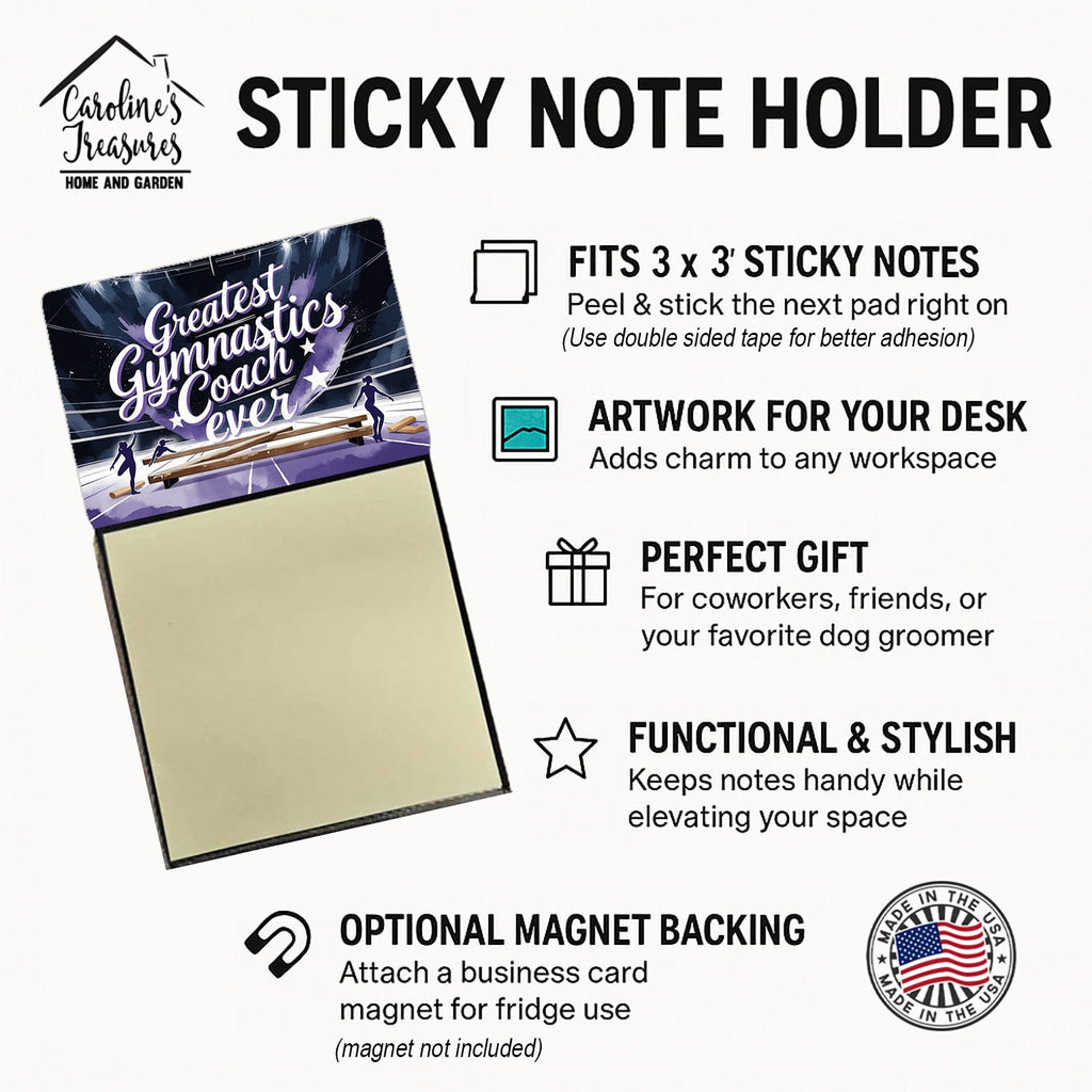 Greatest Gymnastics Coach Ever Funny Sticky Note Holder for Teacher's Gift Refillable with 3x3 Notes