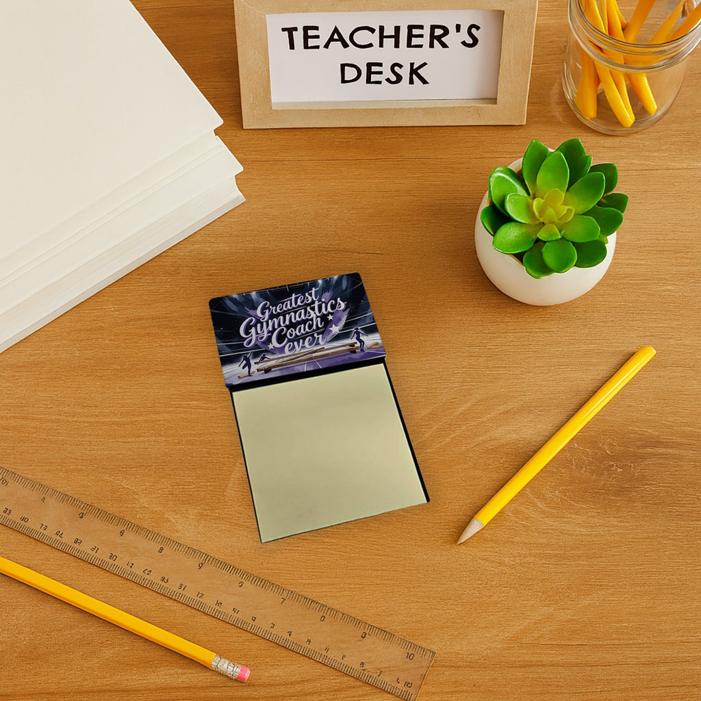 Greatest Gymnastics Coach Ever Funny Sticky Note Holder for Teacher's Gift Refillable with 3x3 Notes