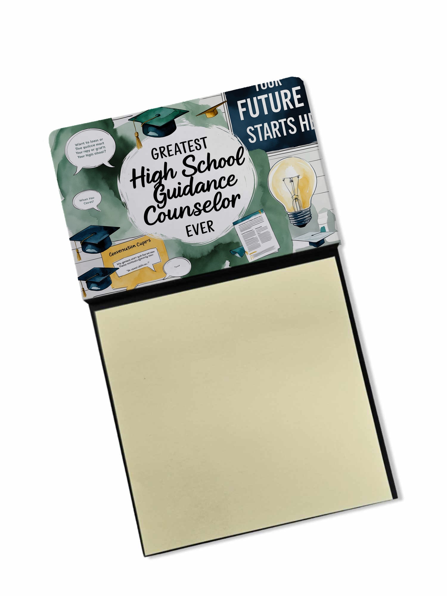 Greatest High School Guidance Counselor Ever Funny Sticky Note Holder for Teacher's Gift Refillable with 3x3 Notes