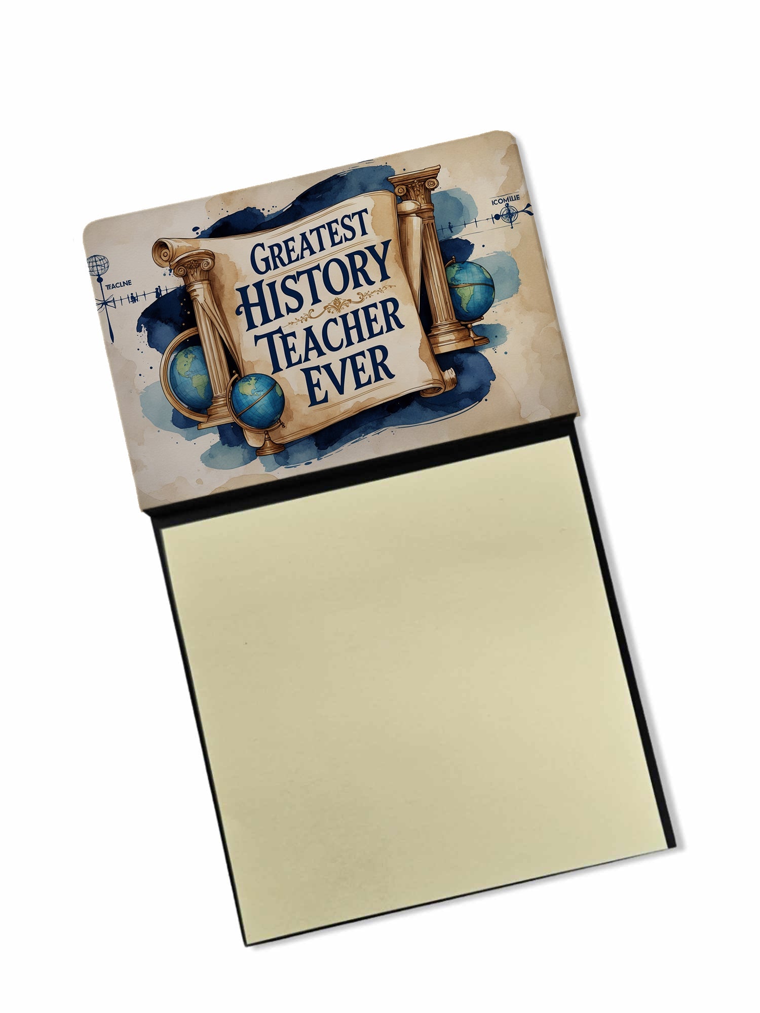 Greatest History Teacher Ever Funny Sticky Note Holder for Teacher's Gift Refillable with 3x3 Notes