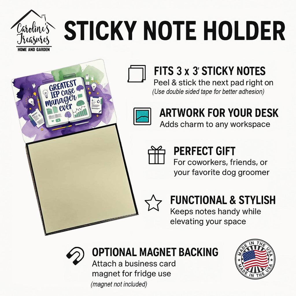 Greatest IEP Case Manager Ever Funny Sticky Note Holder for Teacher's Gift Refillable with 3x3 Notes