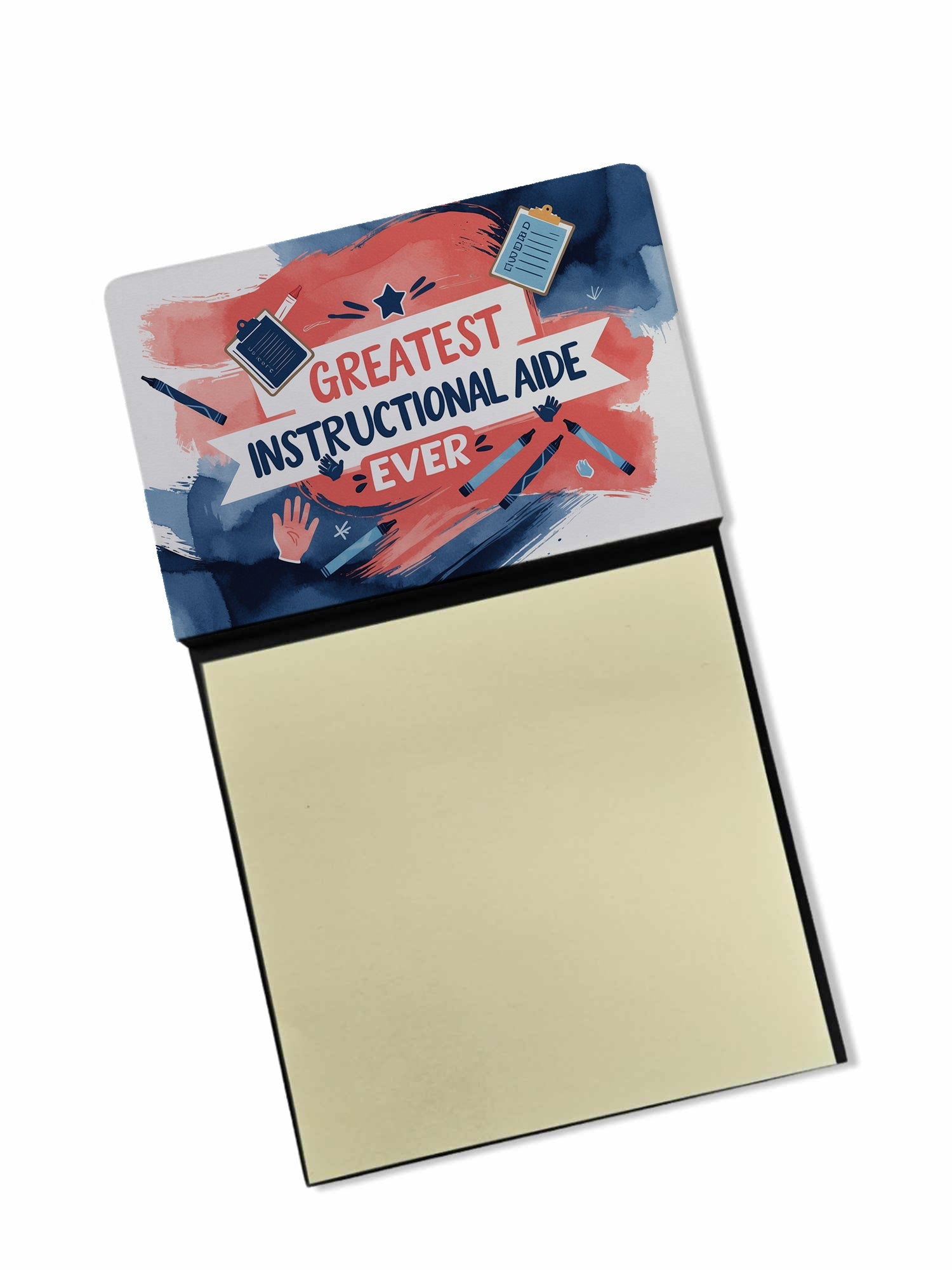 Greatest Instructional Aide Ever Funny Sticky Note Holder for Teacher's Gift Refillable with 3x3 Notes