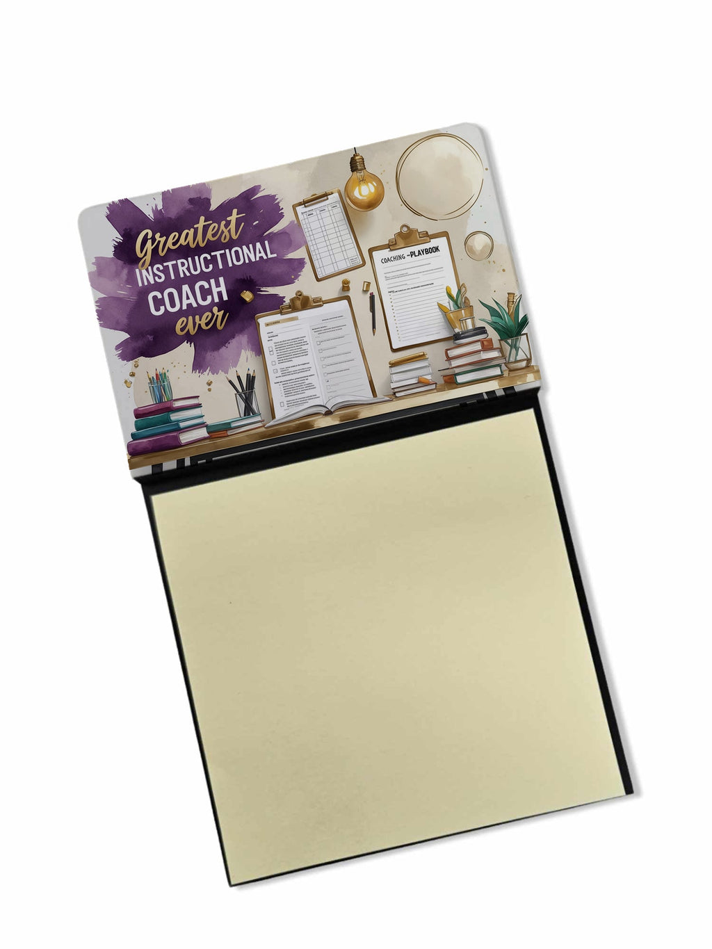 Greatest Instructional Coach Ever Funny Sticky Note Holder for Teacher's Gift Refillable with 3x3 Notes