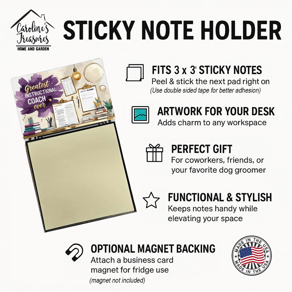 Greatest Instructional Coach Ever Funny Sticky Note Holder for Teacher's Gift Refillable with 3x3 Notes