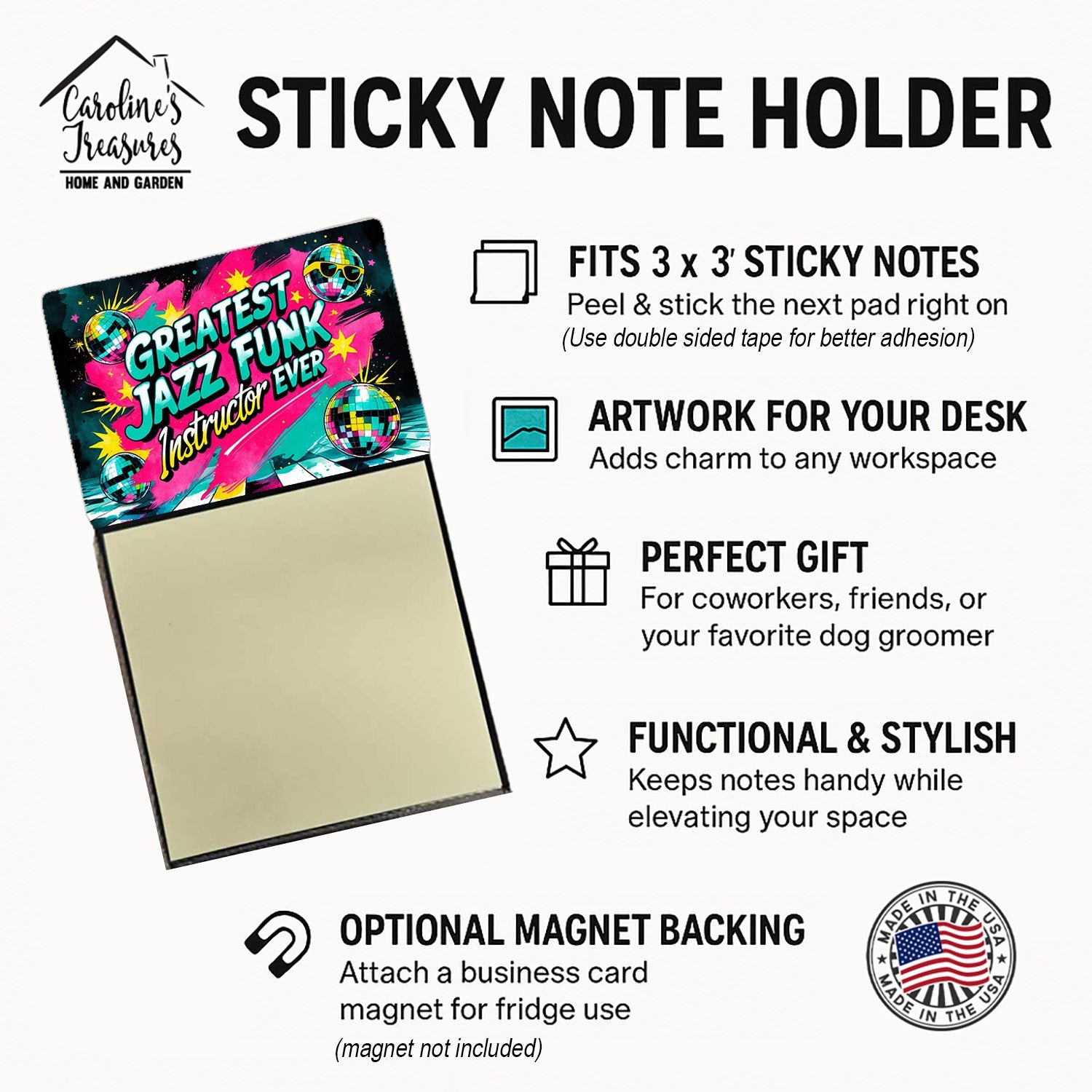 Greatest Jazz Funk Instructor Ever Funny Sticky Note Holder for Teacher's Gift Refillable with 3x3 Notes