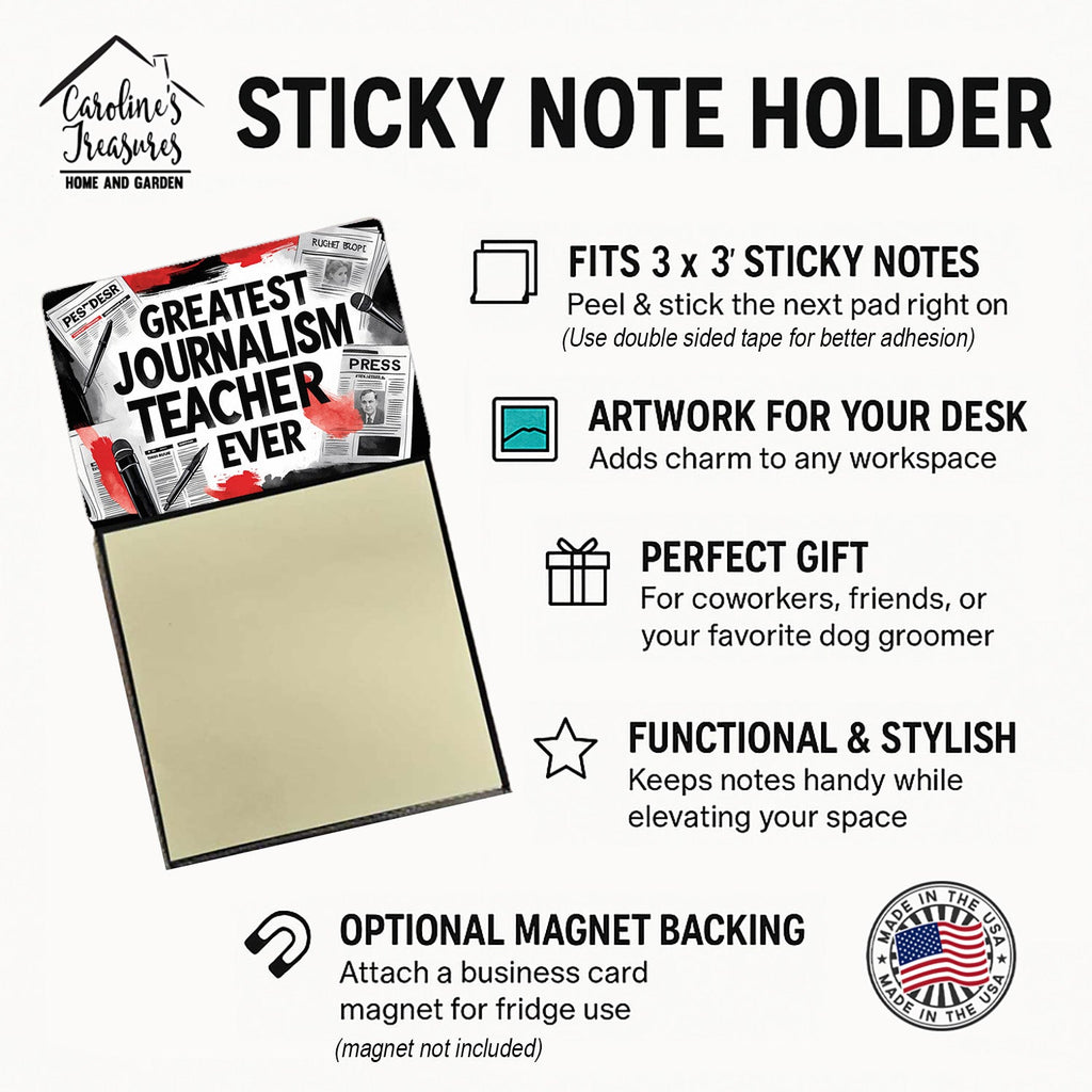 Greatest Journalism Teacher Ever Funny Sticky Note Holder for Teacher's Gift Refillable with 3x3 Notes