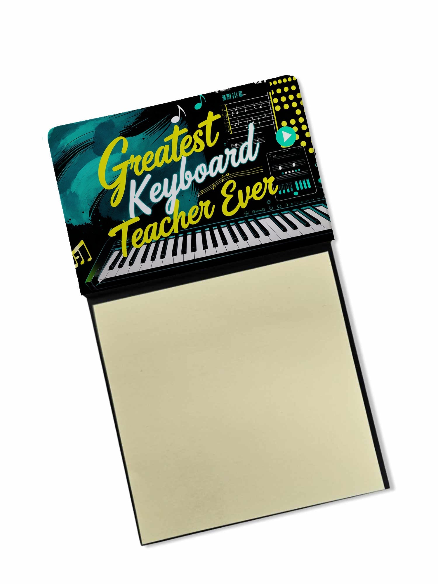 Greatest Keyboard Teacher Ever Funny Sticky Note Holder for Teacher's Gift Refillable with 3x3 Notes