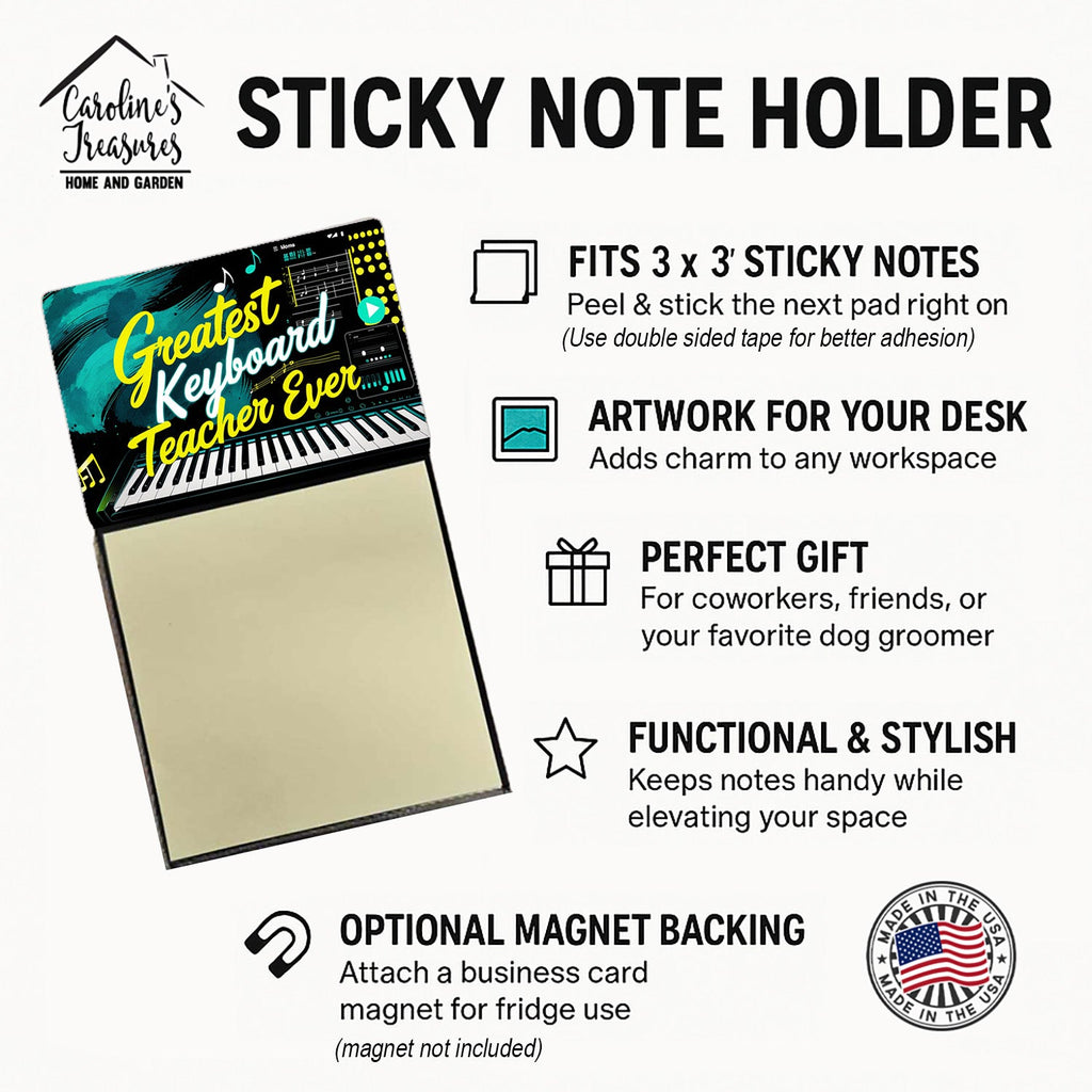 Greatest Keyboard Teacher Ever Funny Sticky Note Holder for Teacher's Gift Refillable with 3x3 Notes