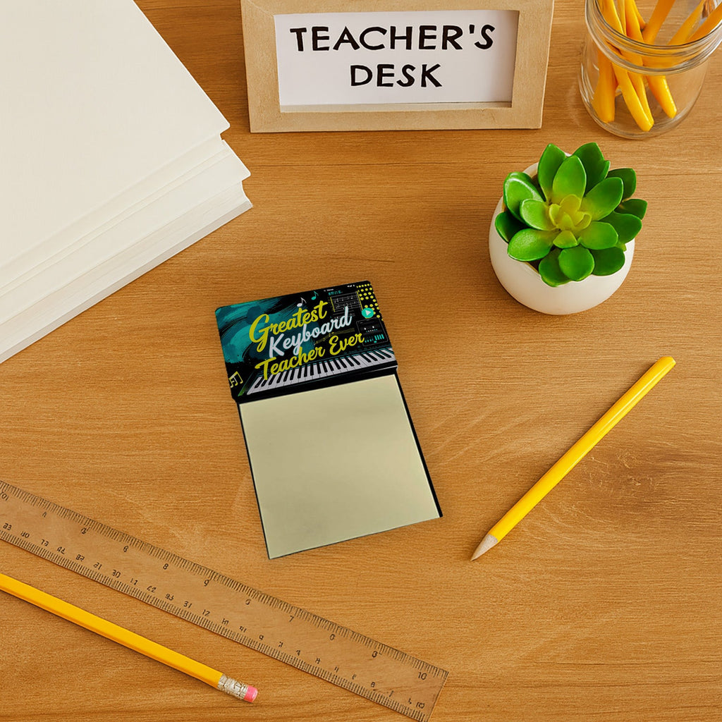 Greatest Keyboard Teacher Ever Funny Sticky Note Holder for Teacher's Gift Refillable with 3x3 Notes