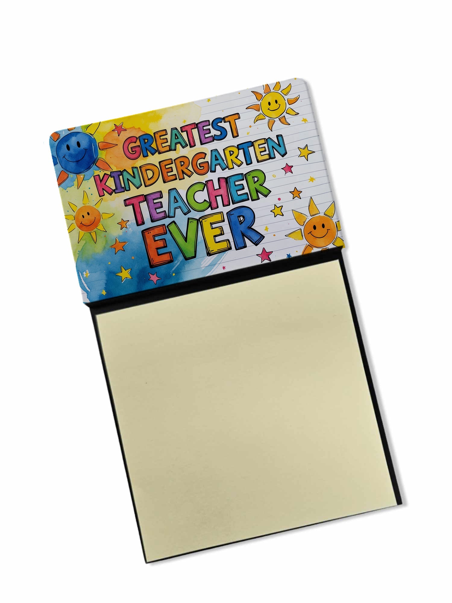 Greatest Kindergarten Teacher Ever Funny Sticky Note Holder for Teacher's Gift Refillable with 3x3 Notes
