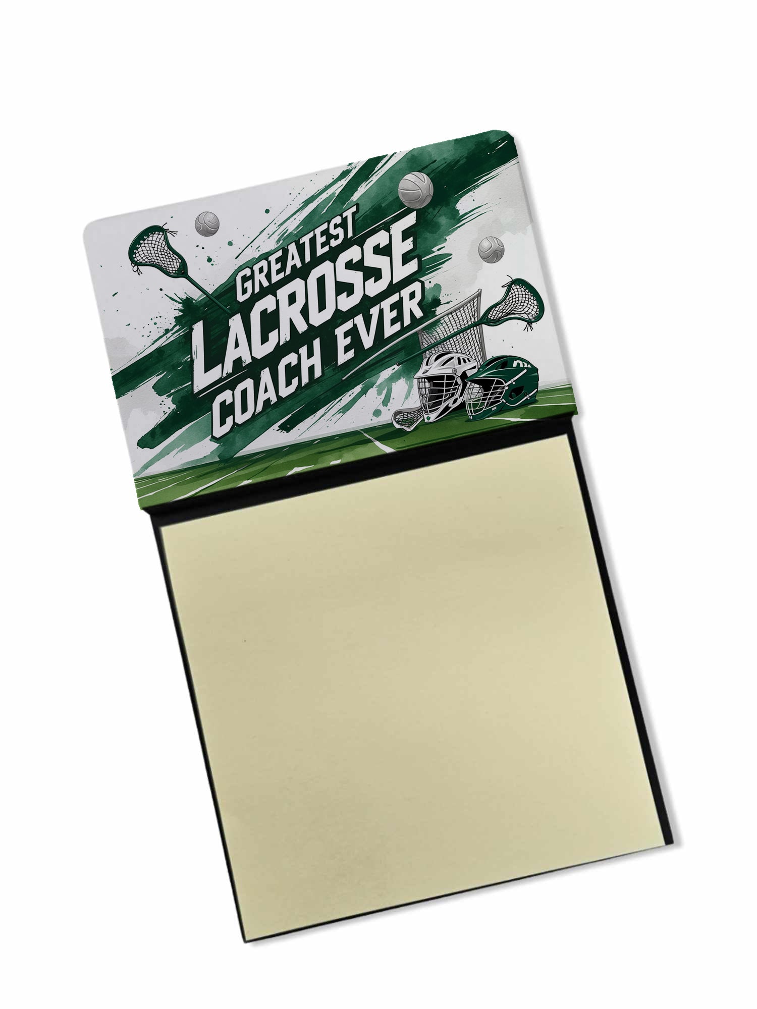Greatest Lacrosse Coach Ever Funny Sticky Note Holder for Teacher's Gift Refillable with 3x3 Notes