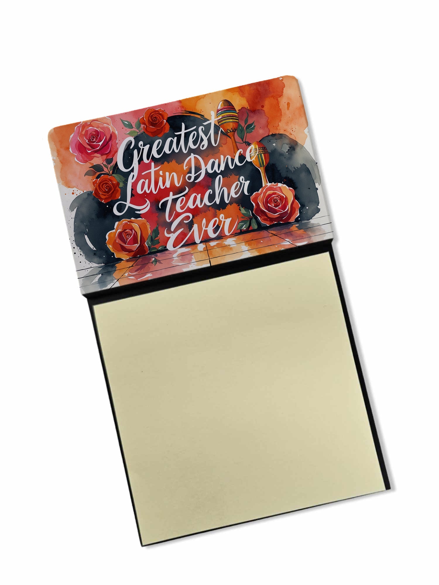 Greatest Latin Dance Teacher Ever Funny Sticky Note Holder for Teacher's Gift Refillable with 3x3 Notes