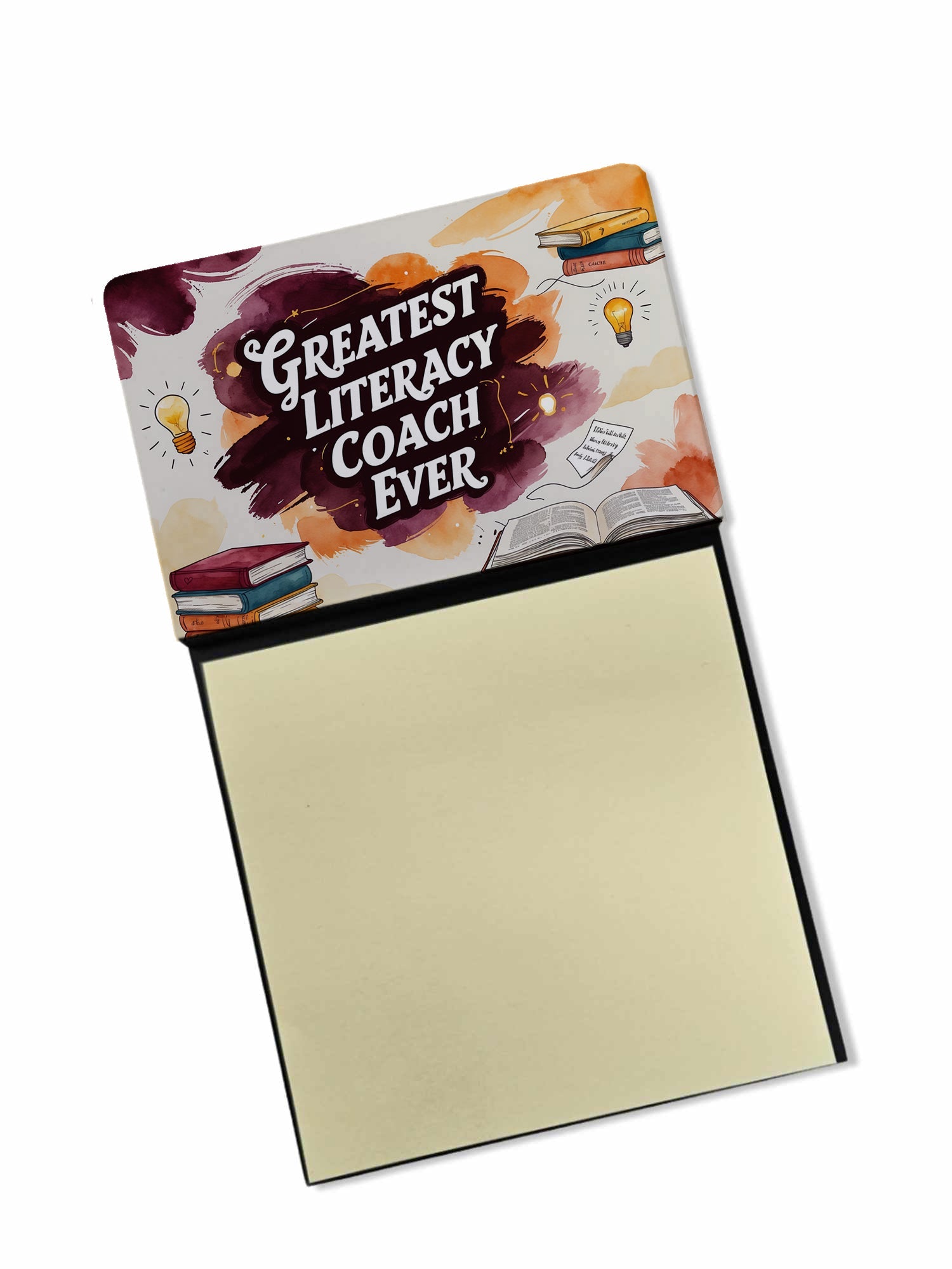 Greatest Literacy Coach Ever Funny Sticky Note Holder for Teacher's Gift Refillable with 3x3 Notes