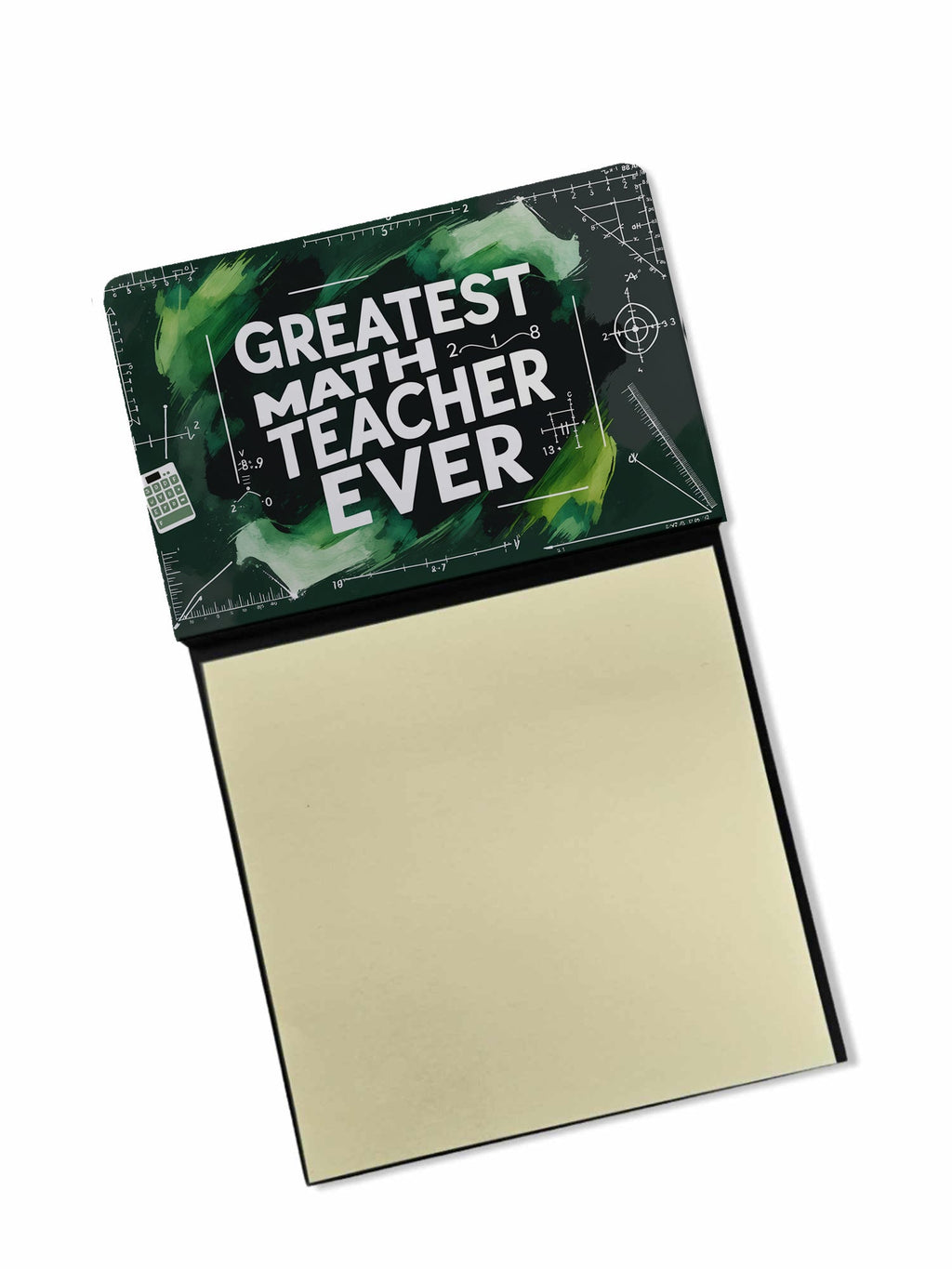 Greatest Math Teacher Ever Funny Sticky Note Holder for Teacher's Gift Refillable with 3x3 Notes