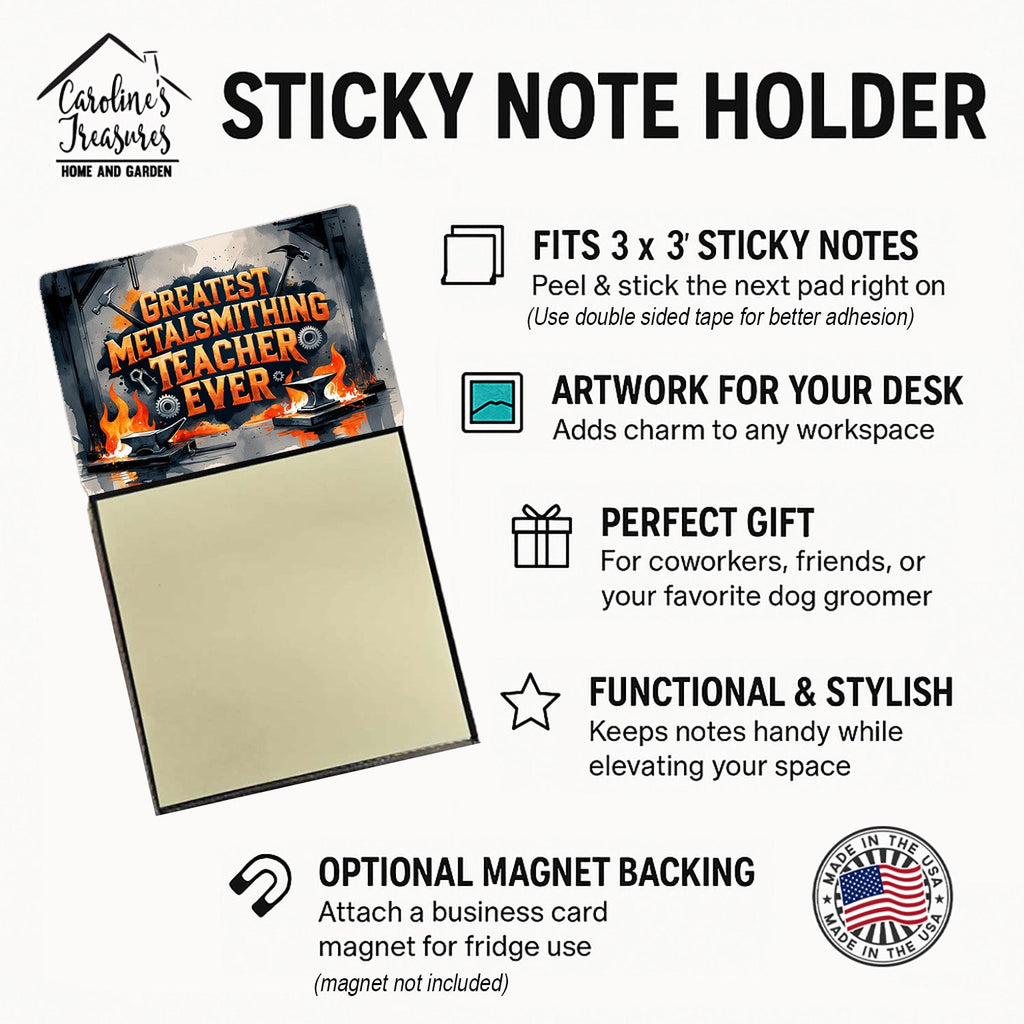 Greatest Metalsmithing Teacher Ever Funny Sticky Note Holder for Teacher's Gift Refillable with 3x3 Notes