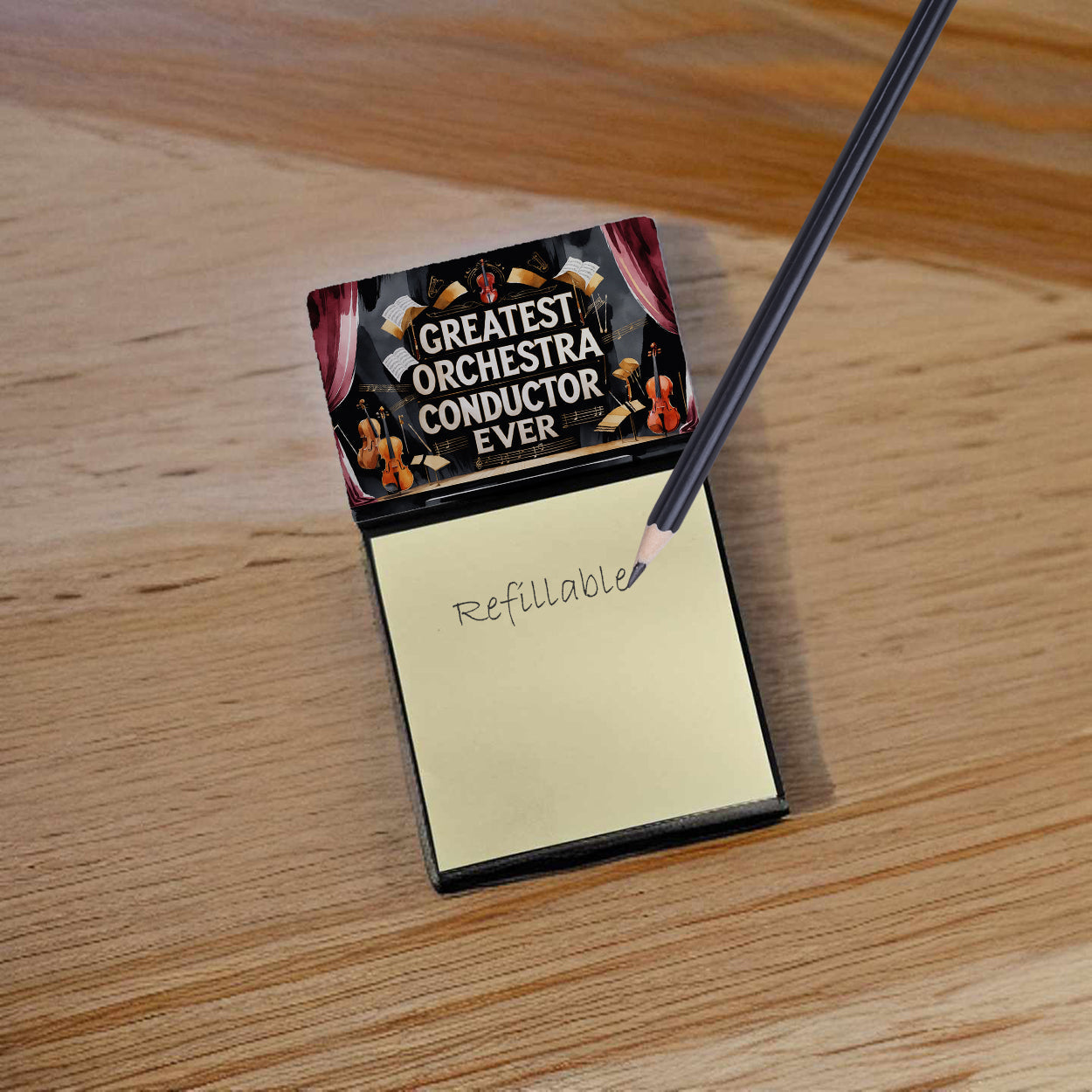 Greatest Orchestra Conductor Ever Funny Sticky Note Holder for Teacher's Gift Refillable with 3x3 Notes