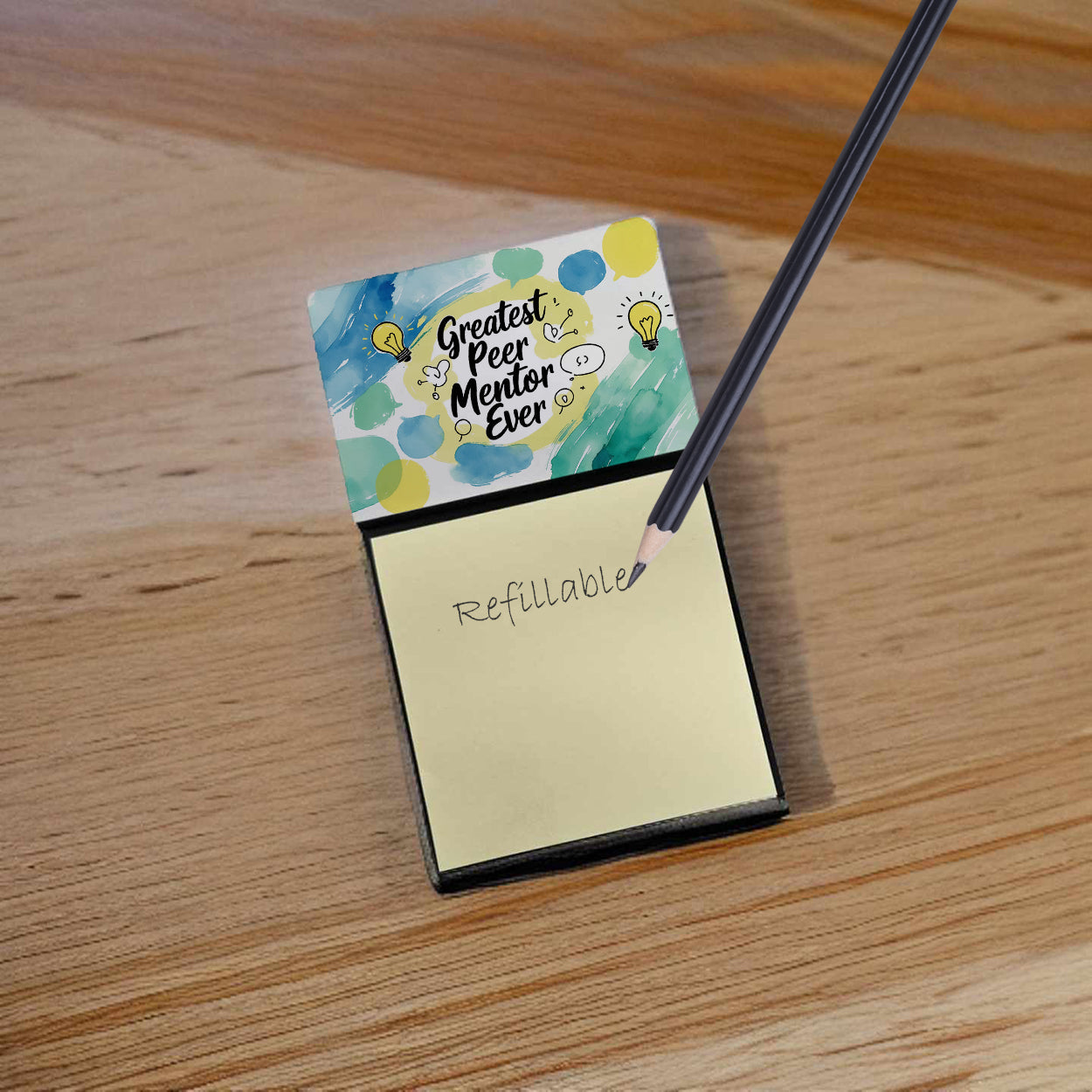 Greatest Peer Mentor Ever Funny Sticky Note Holder for Teacher's Gift Refillable with 3x3 Notes
