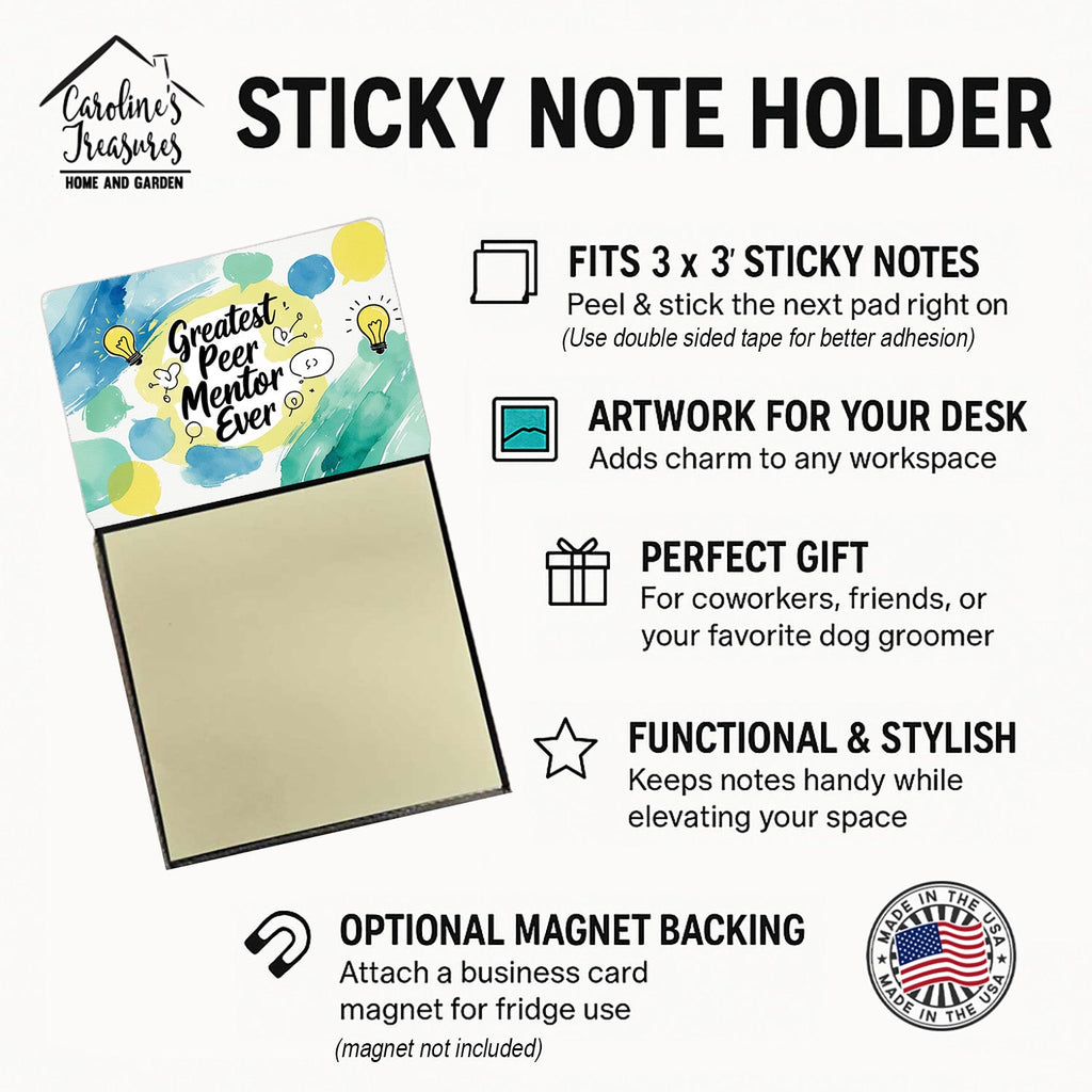 Greatest Peer Mentor Ever Funny Sticky Note Holder for Teacher's Gift Refillable with 3x3 Notes