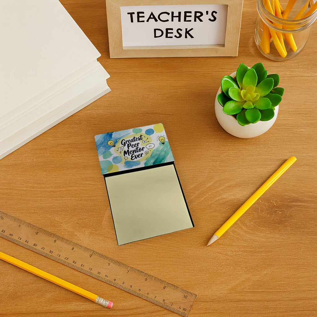 Greatest Peer Mentor Ever Funny Sticky Note Holder for Teacher's Gift Refillable with 3x3 Notes