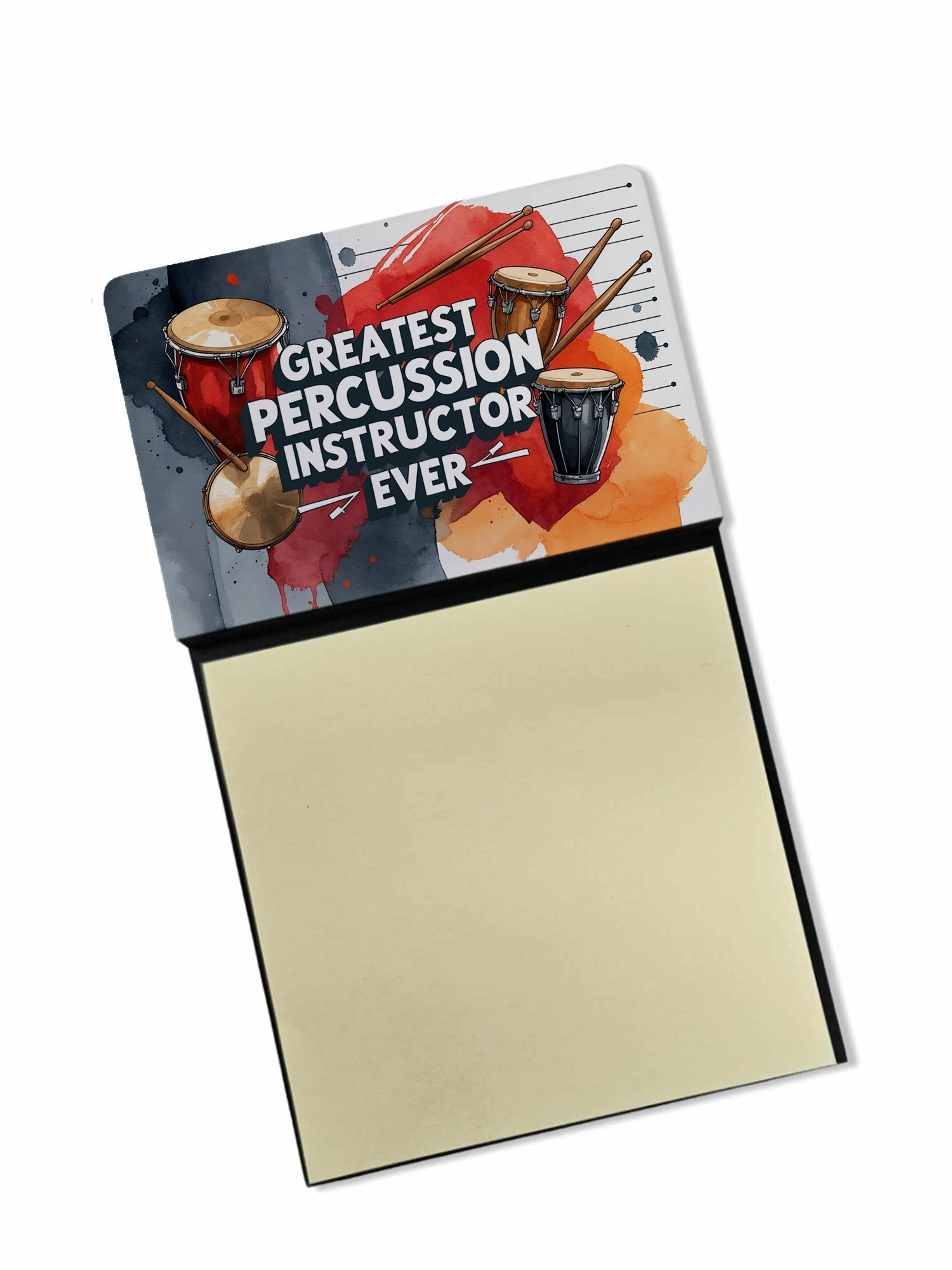 Greatest Percussion Instructor Ever Funny Sticky Note Holder for Teacher's Gift Refillable with 3x3 Notes