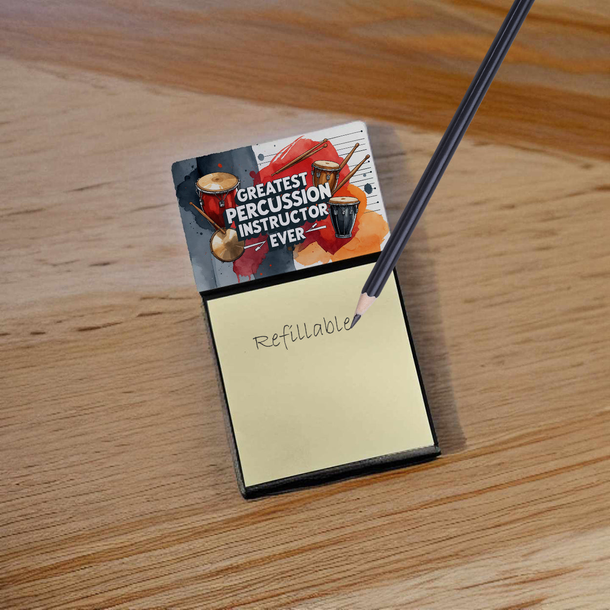Greatest Percussion Instructor Ever Funny Sticky Note Holder for Teacher's Gift Refillable with 3x3 Notes