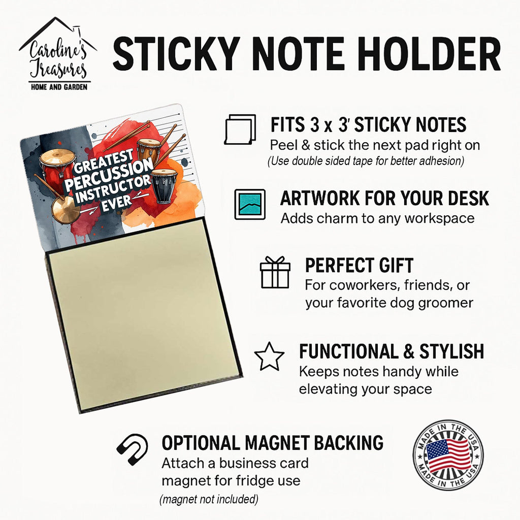 Greatest Percussion Instructor Ever Funny Sticky Note Holder for Teacher's Gift Refillable with 3x3 Notes