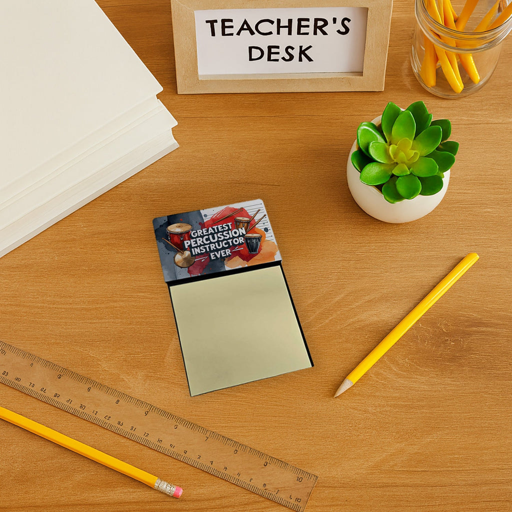 Greatest Percussion Instructor Ever Funny Sticky Note Holder for Teacher's Gift Refillable with 3x3 Notes