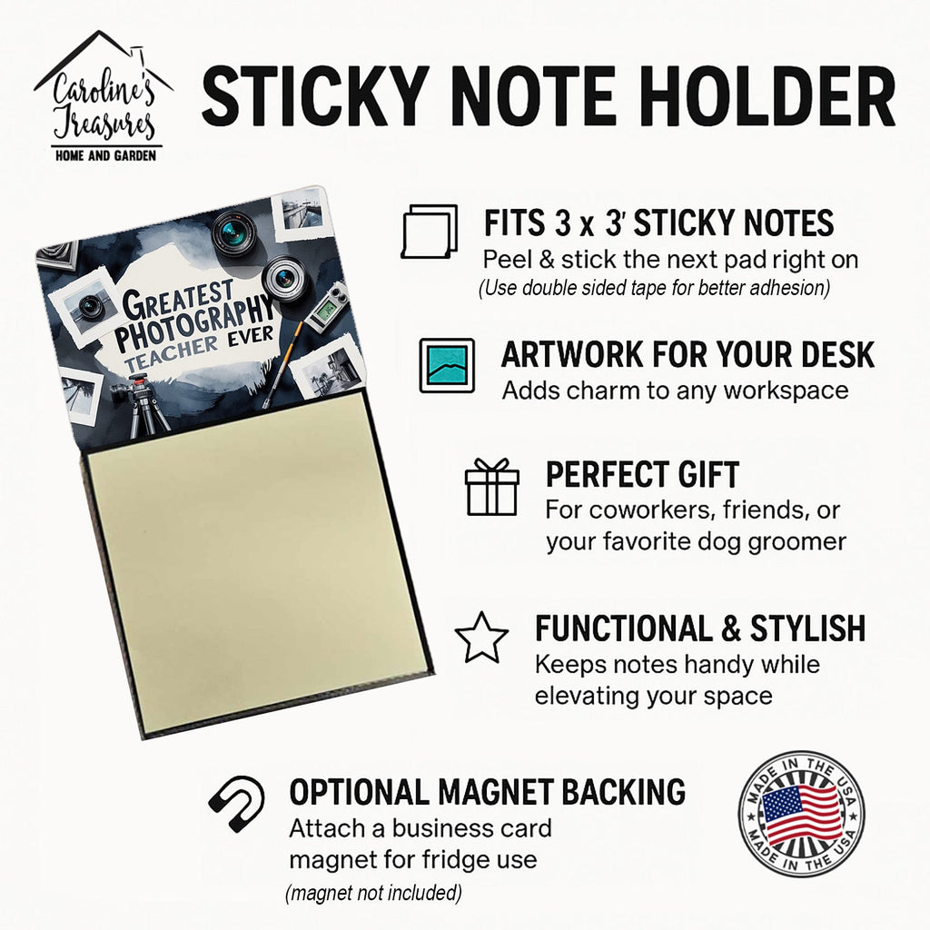 Greatest Photography Teacher Ever Funny Sticky Note Holder for Teacher's Gift Refillable with 3x3 Notes