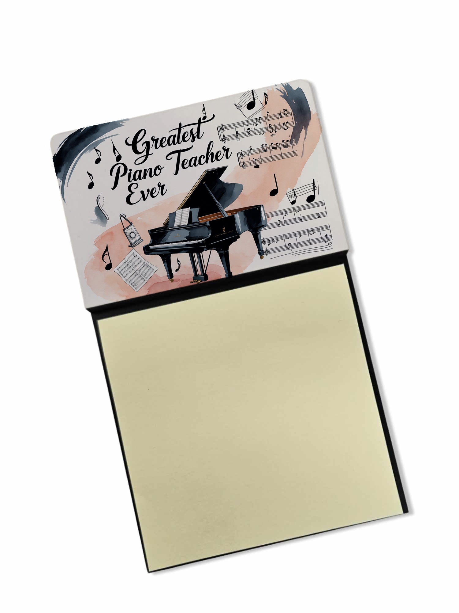 Greatest Piano Teacher Ever Funny Sticky Note Holder for Teacher's Gift Refillable with 3x3 Notes