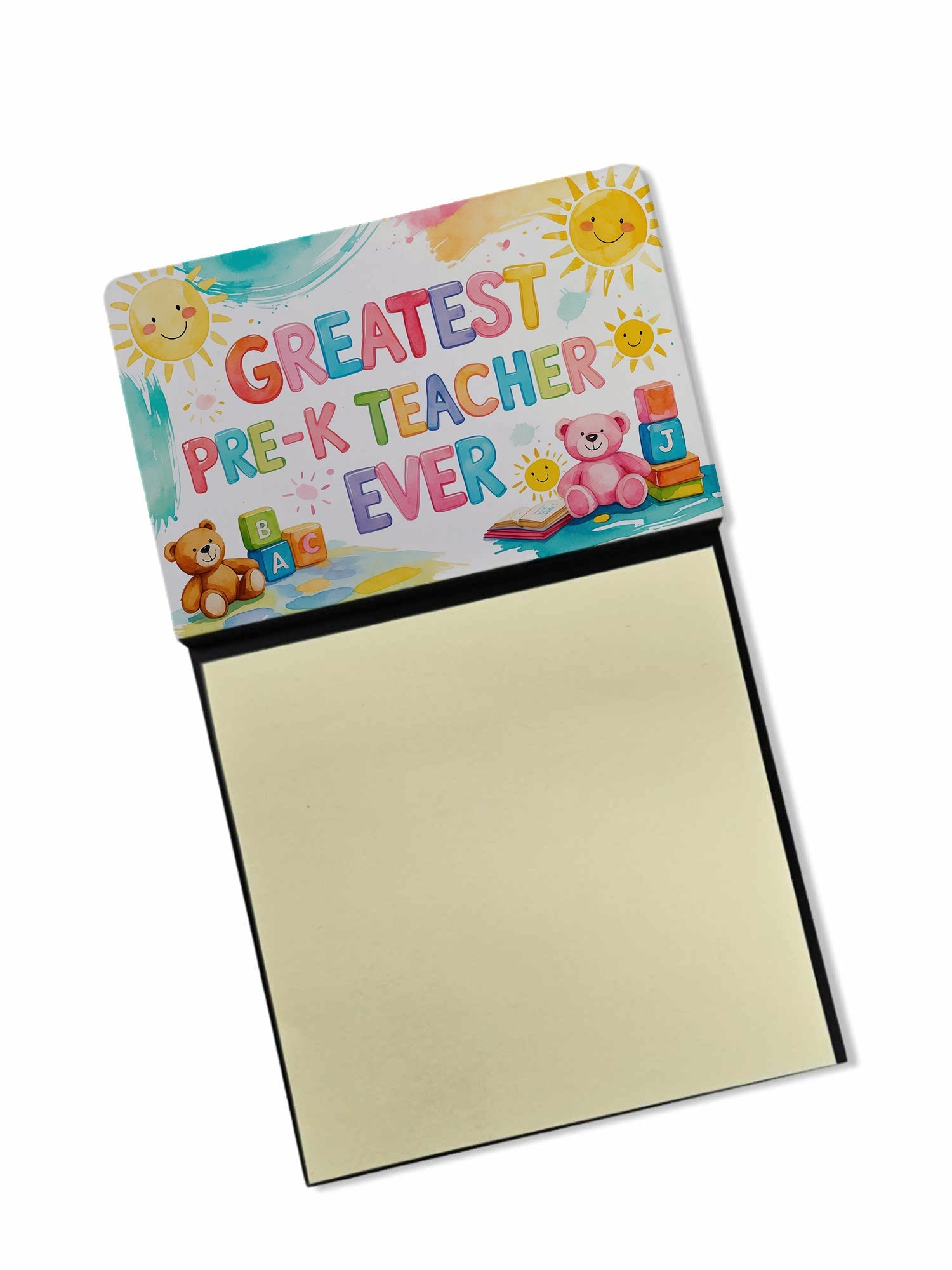 Greatest Pre-K Teacher Ever Funny Sticky Note Holder for Teacher's Gift Refillable with 3x3 Notes