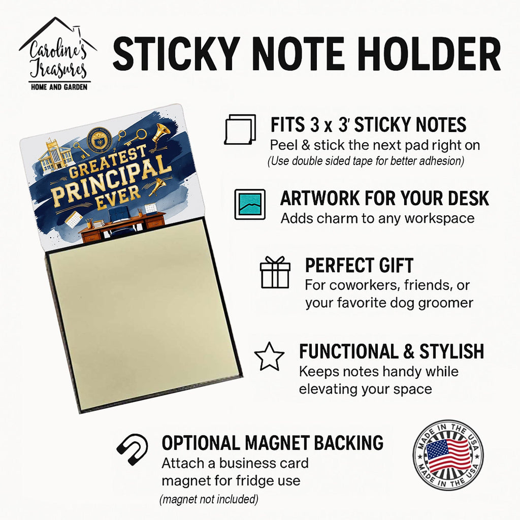 Greatest Principal Ever Funny Sticky Note Holder for Teacher's Gift Refillable with 3x3 Notes