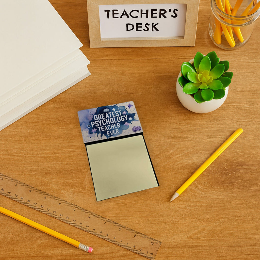 Greatest Psychology Teacher Ever Funny Sticky Note Holder for Teacher's Gift Refillable with 3x3 Notes