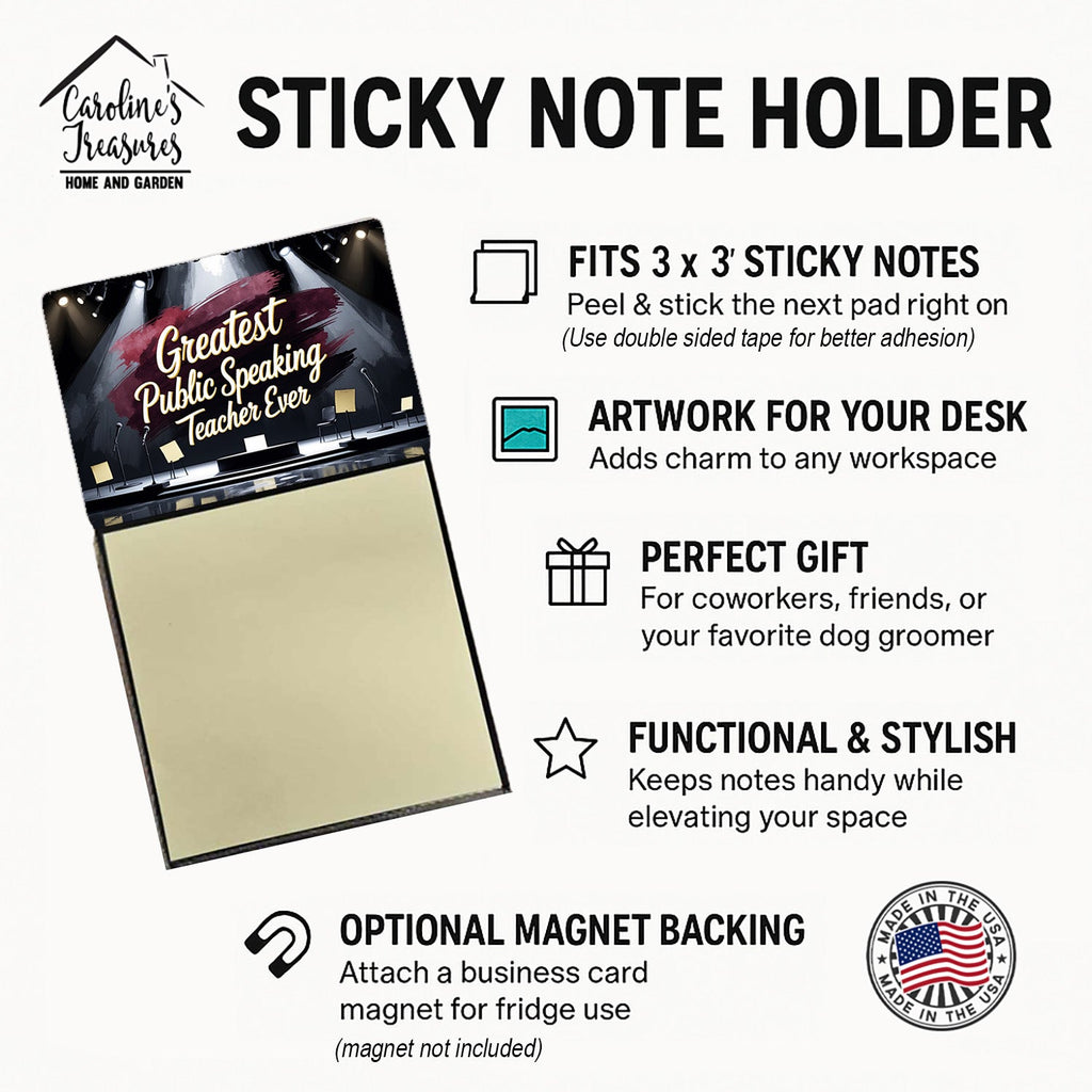 Greatest Public Speaking Teacher Ever Funny Sticky Note Holder for Teacher's Gift Refillable with 3x3 Notes