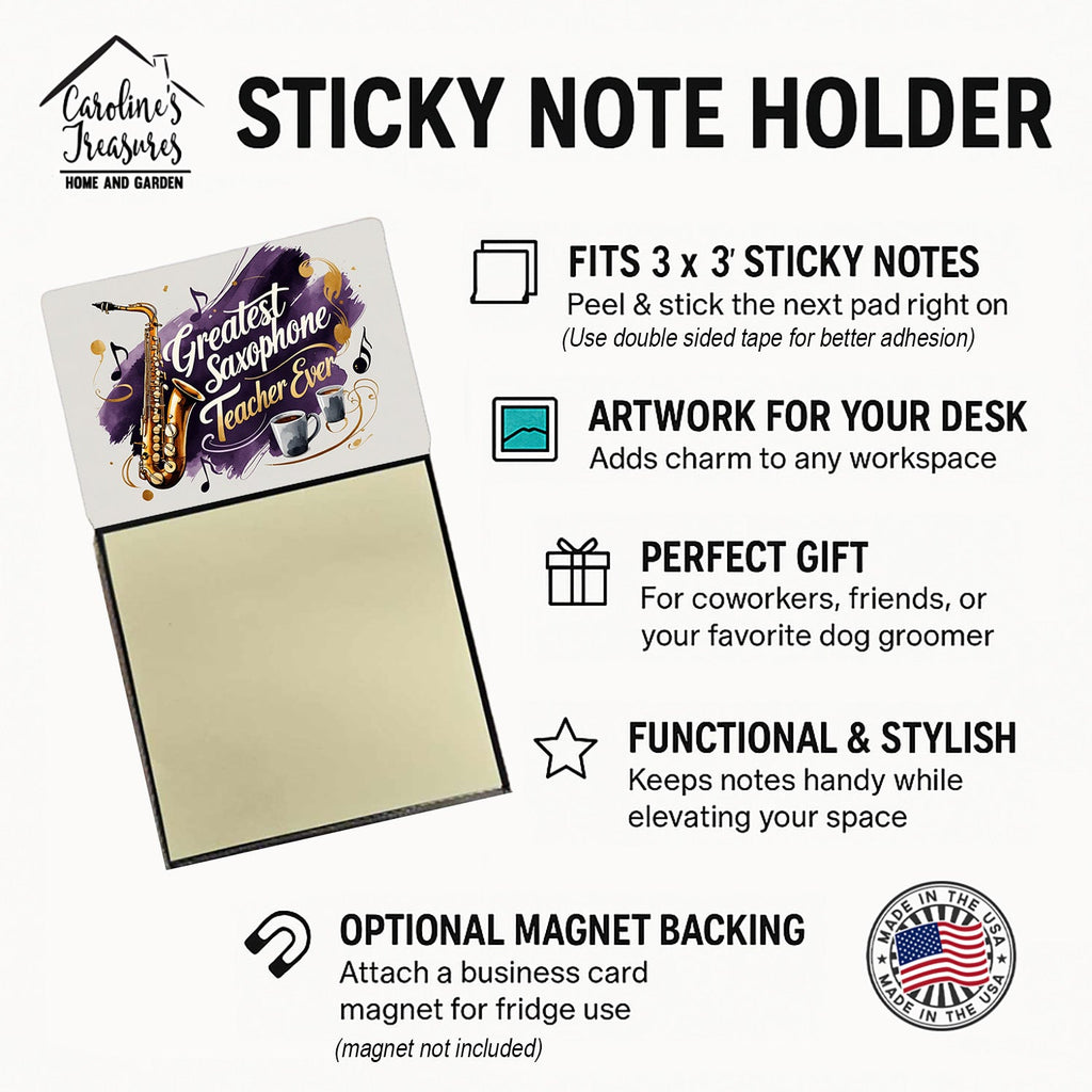 Greatest Saxophone Teacher Ever Funny Sticky Note Holder for Teacher's Gift Refillable with 3x3 Notes