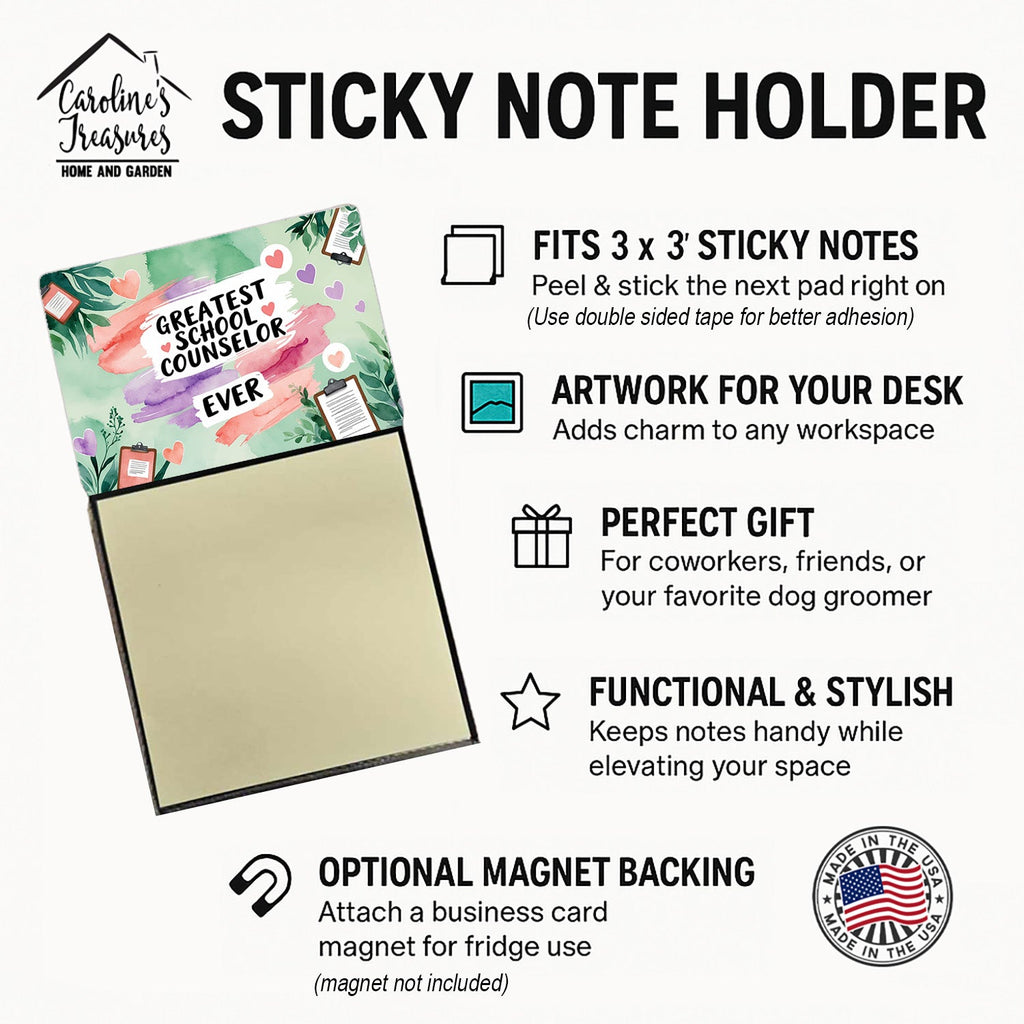 Greatest School Counselor Ever Funny Sticky Note Holder for Teacher's Gift Refillable with 3x3 Notes
