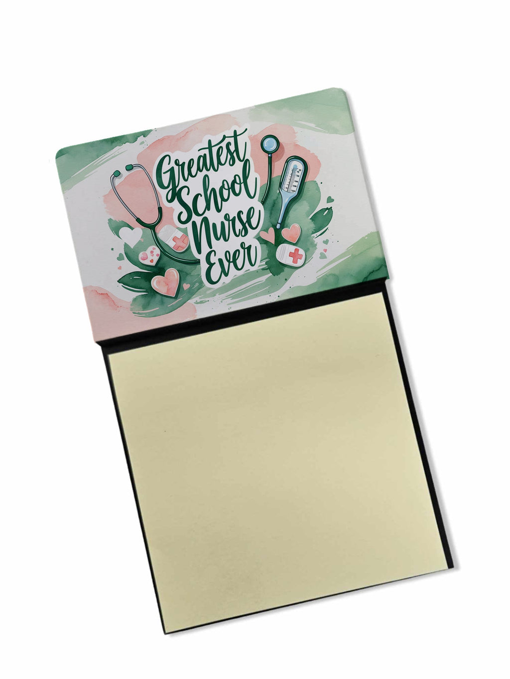 Greatest School Nurse Ever Funny Sticky Note Holder for Teacher's Gift Refillable with 3x3 Notes