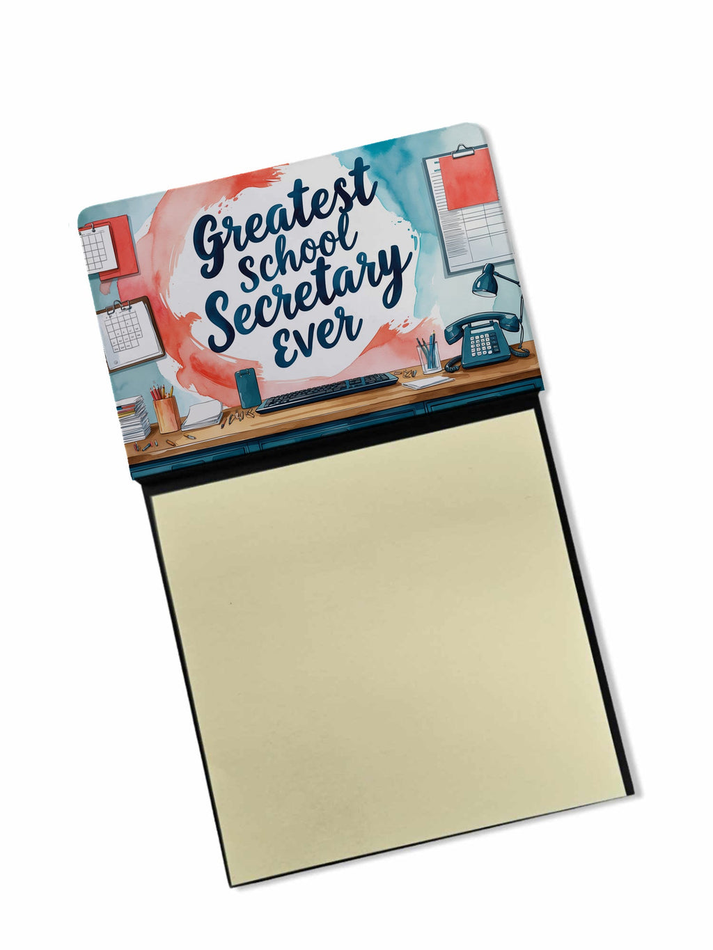Greatest School Secretary Ever Funny Sticky Note Holder for Teacher's Gift Refillable with 3x3 Notes