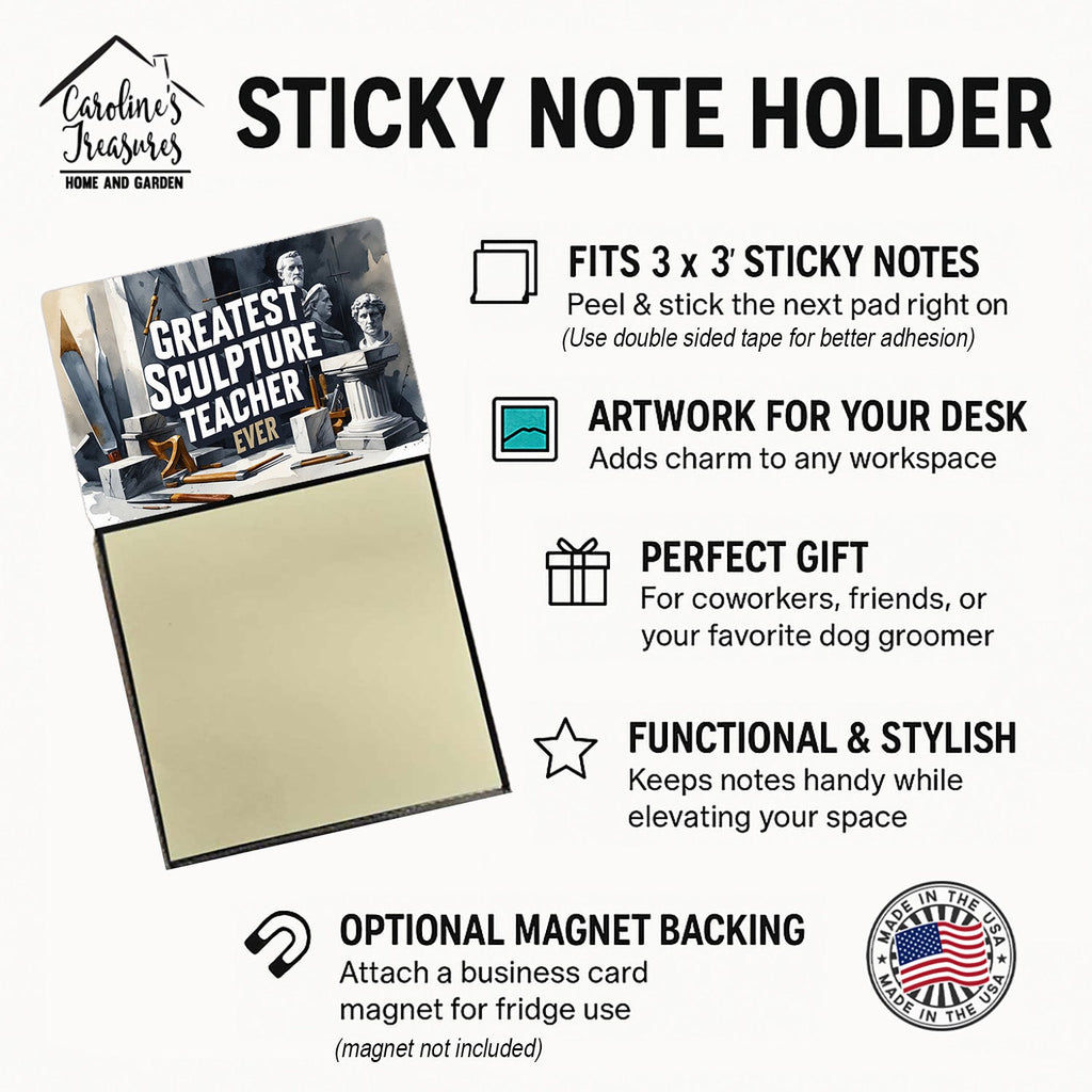 Greatest Sculpture Teacher Ever Funny Sticky Note Holder for Teacher's Gift Refillable with 3x3 Notes