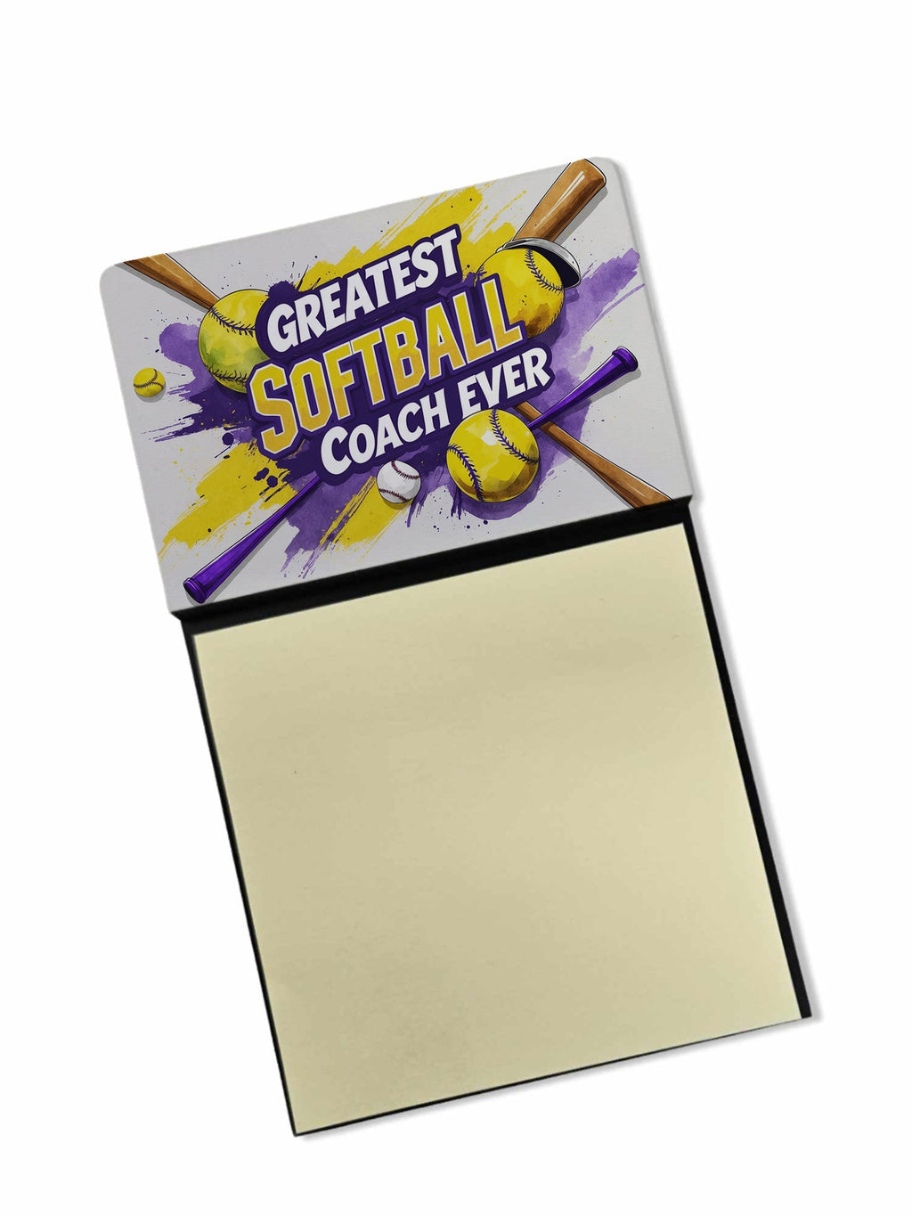 Greatest Softball Coach Ever Funny Sticky Note Holder for Teacher's Gift Refillable with 3x3 Notes