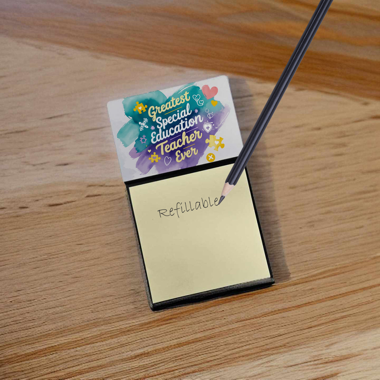 Greatest Special Education Teacher Ever Funny Sticky Note Holder for Teacher's Gift Refillable with 3x3 Notes