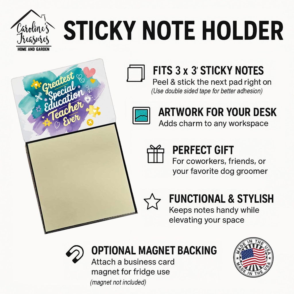 Greatest Special Education Teacher Ever Funny Sticky Note Holder for Teacher's Gift Refillable with 3x3 Notes