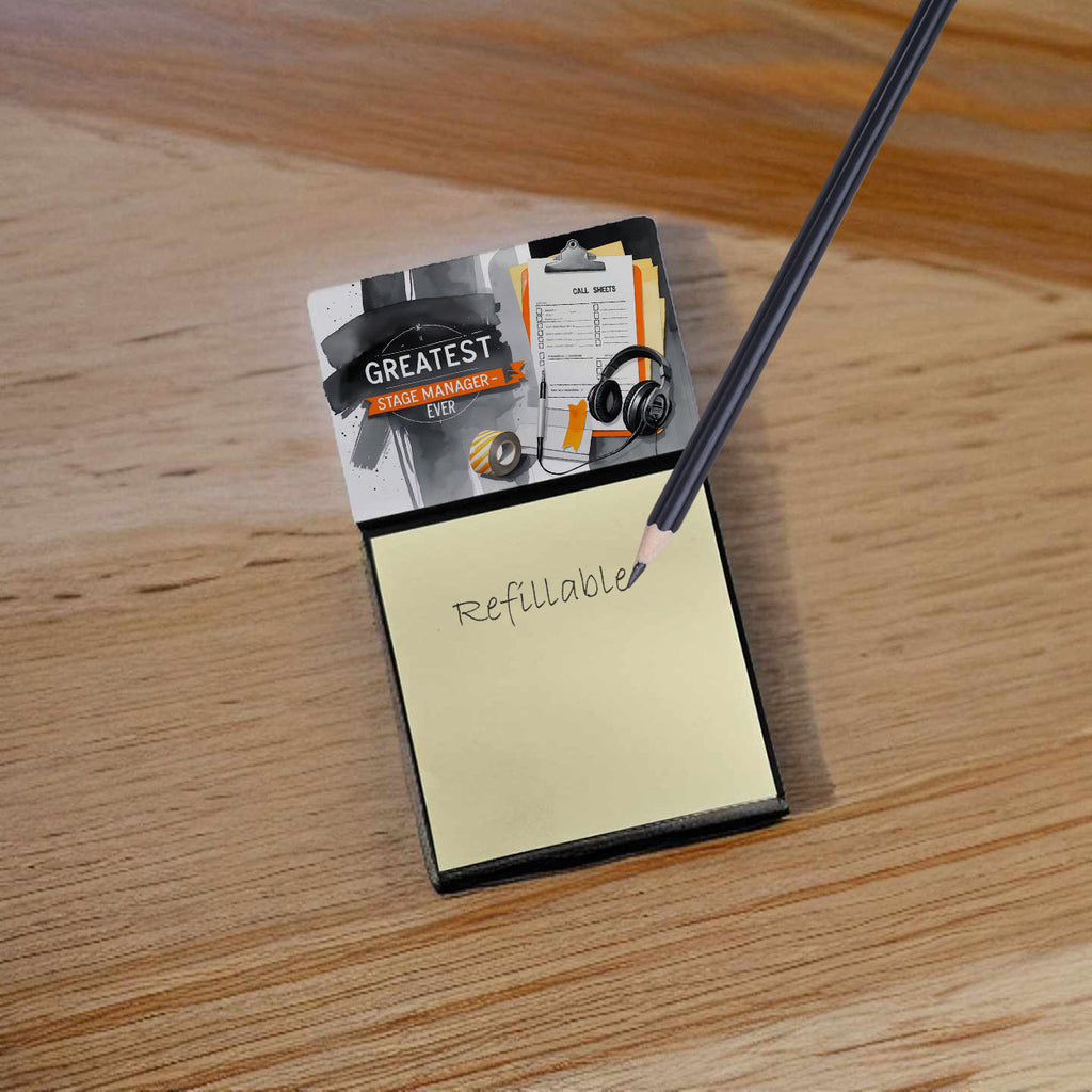 Greatest Stage Manager Ever Funny Sticky Note Holder for Teacher's Gift Refillable with 3x3 Notes