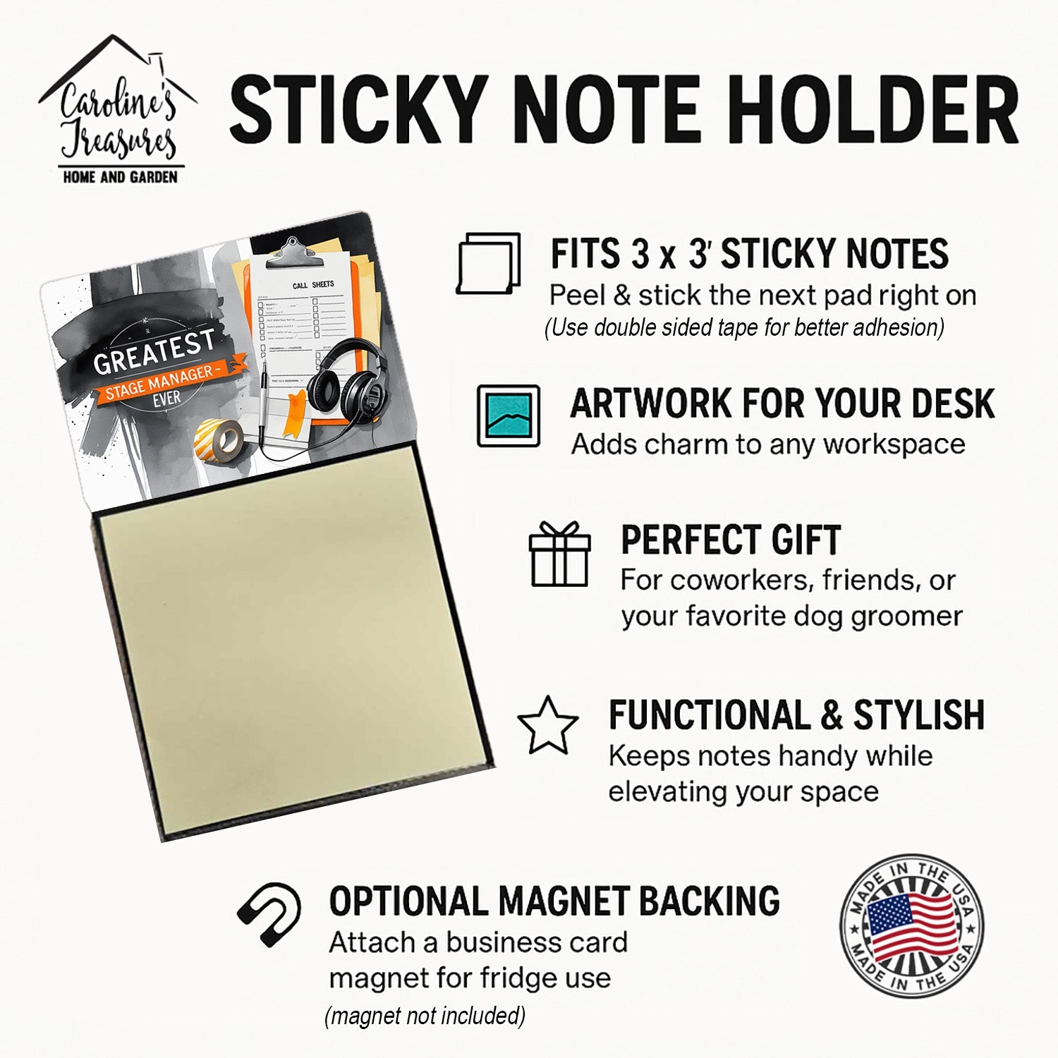 Greatest Stage Manager Ever Funny Sticky Note Holder for Teacher's Gift Refillable with 3x3 Notes