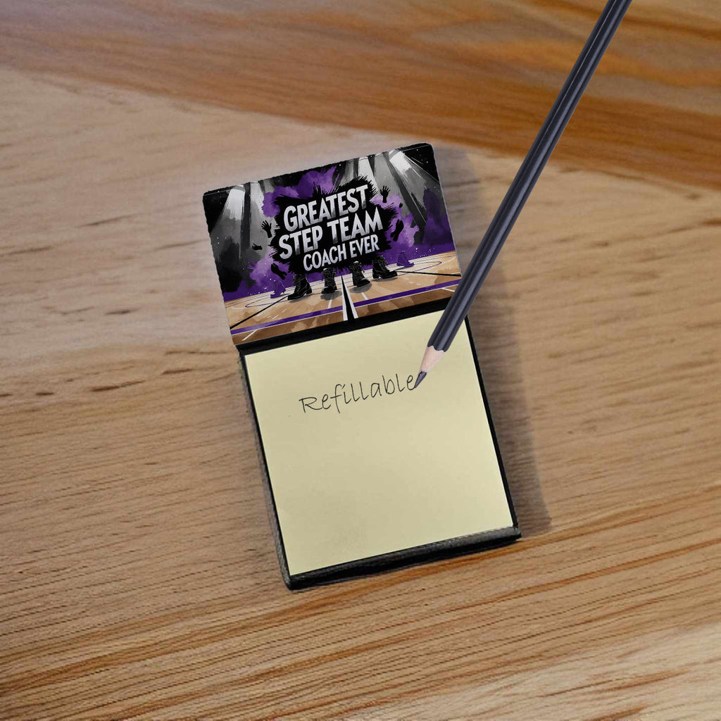 Greatest Step Team Coach Ever Funny Sticky Note Holder for Teacher's Gift Refillable with 3x3 Notes