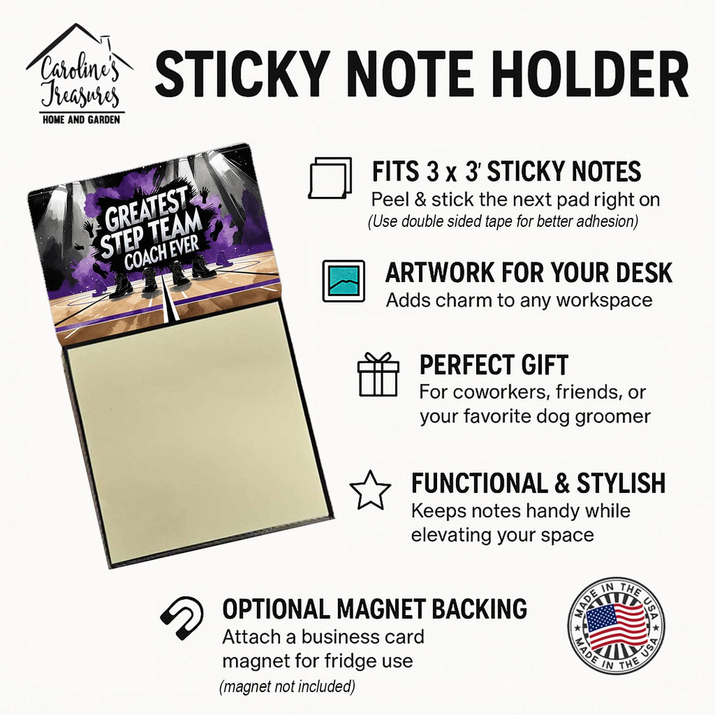 Greatest Step Team Coach Ever Funny Sticky Note Holder for Teacher's Gift Refillable with 3x3 Notes