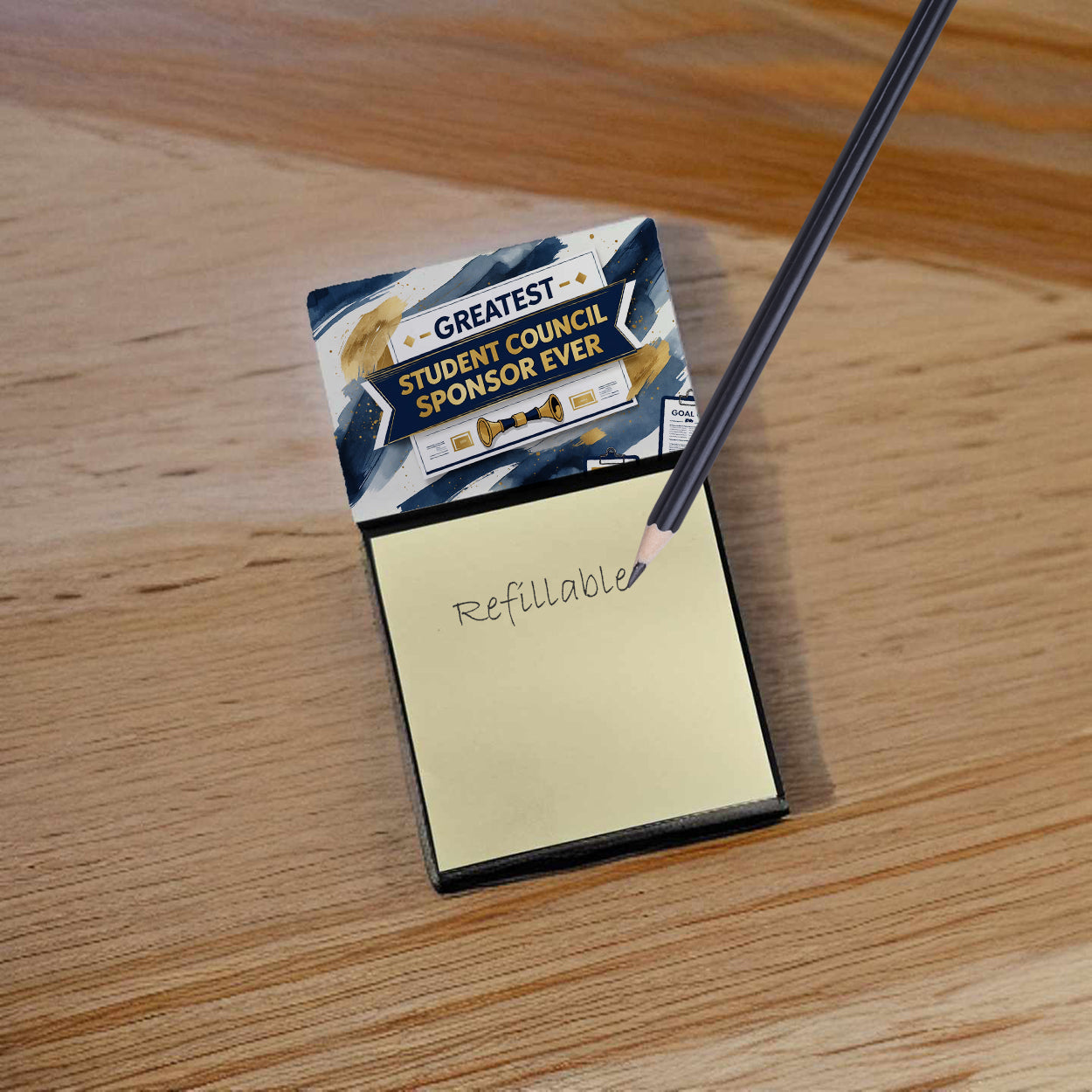 Greatest Student Council Sponsor Ever Funny Sticky Note Holder for Teacher's Gift Refillable with 3x3 Notes